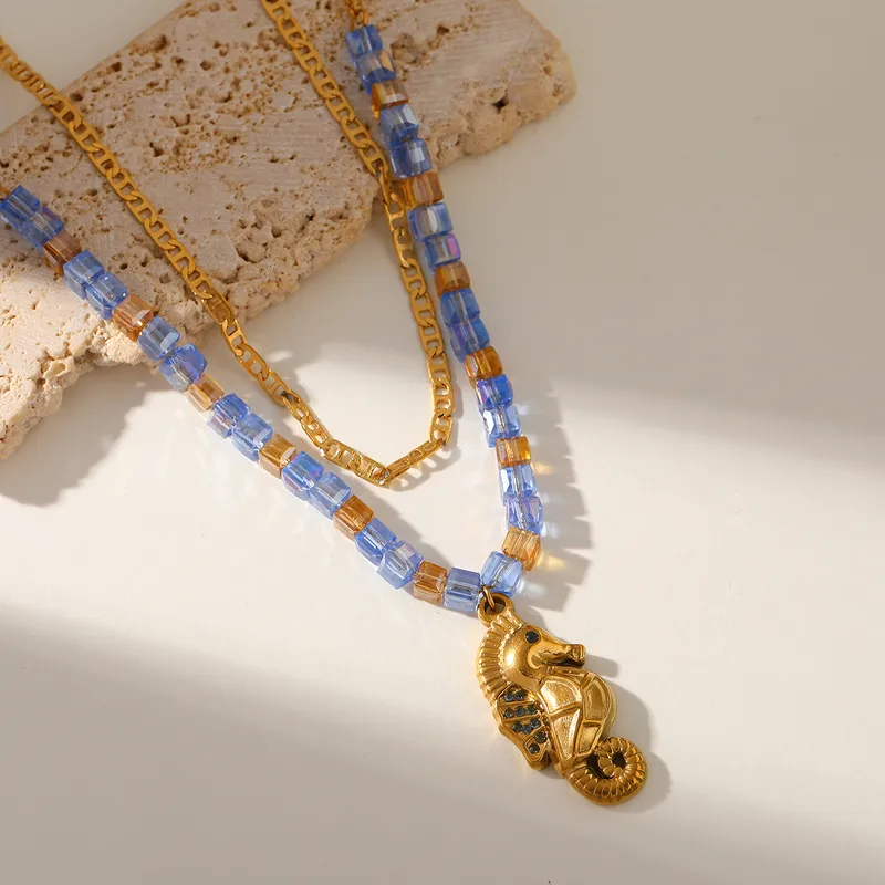 Set Collar y pulsera de cuentas azules 