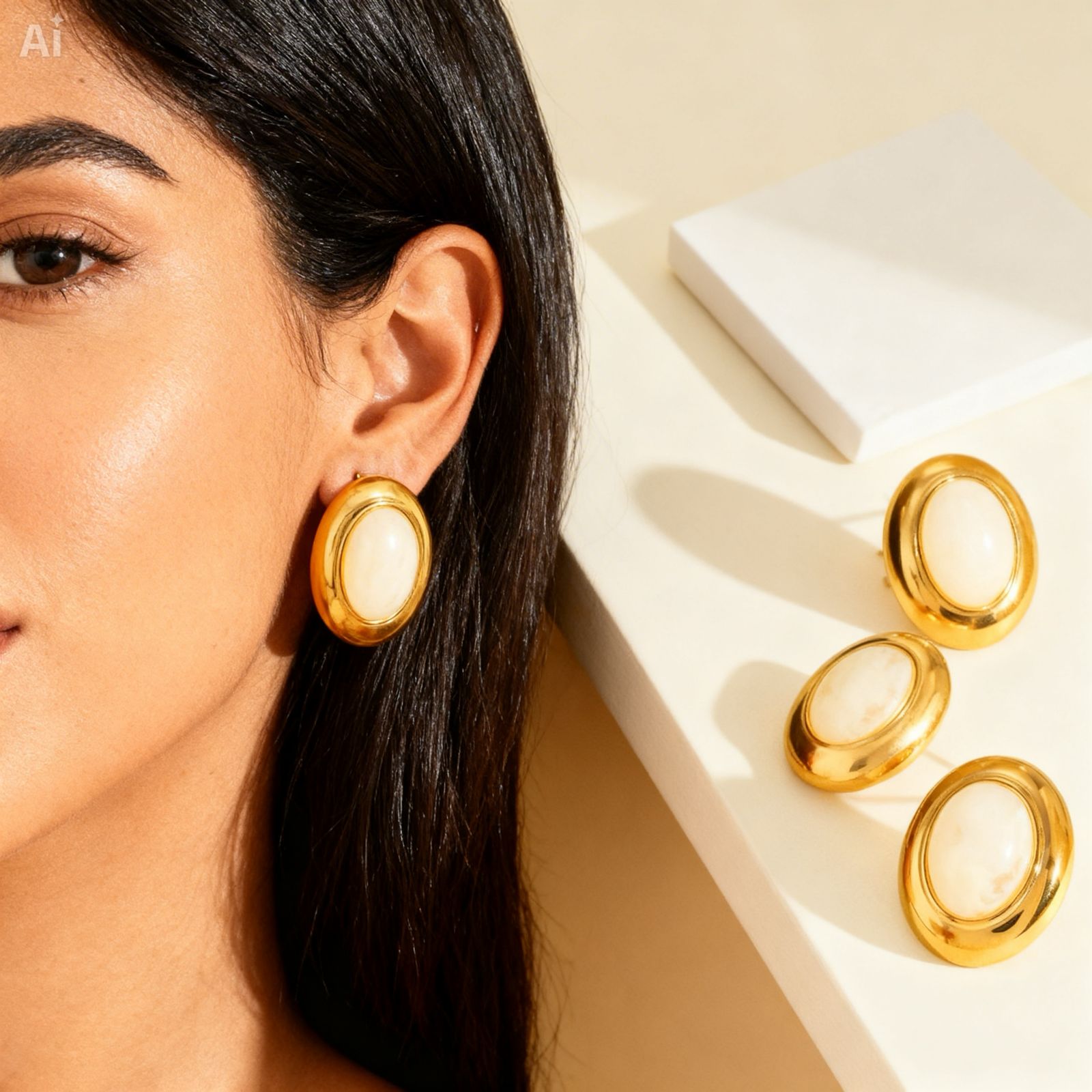 Aretes dorados ovalados