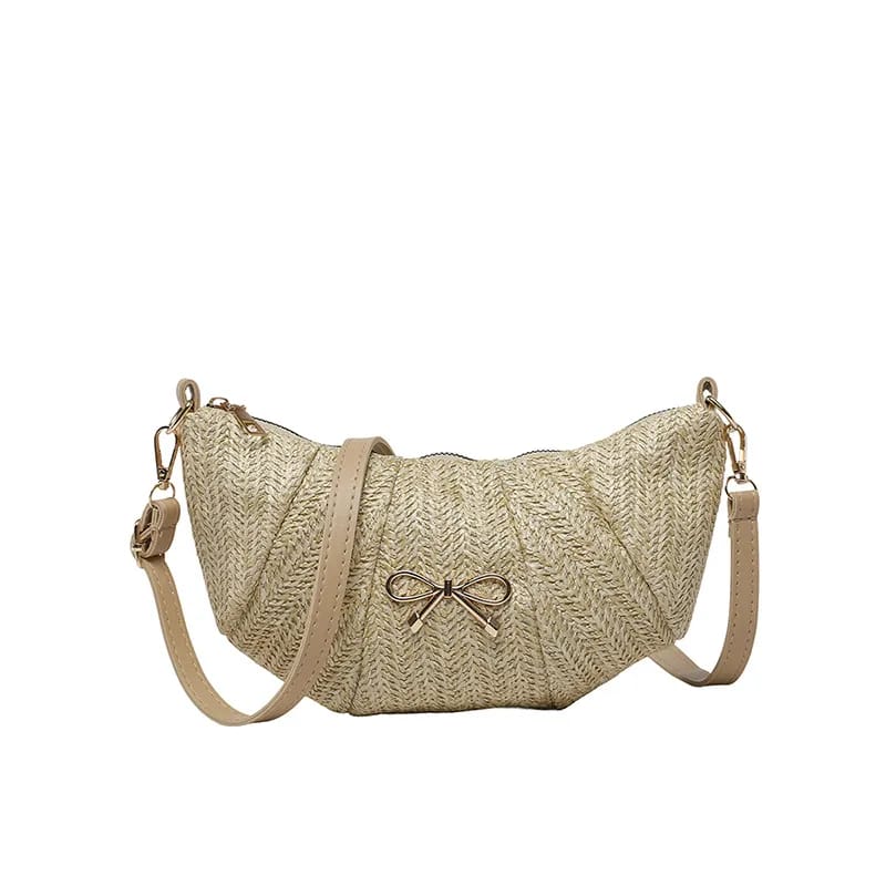 Bolso tejido beige