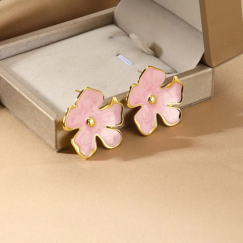 Aretes flor rosa