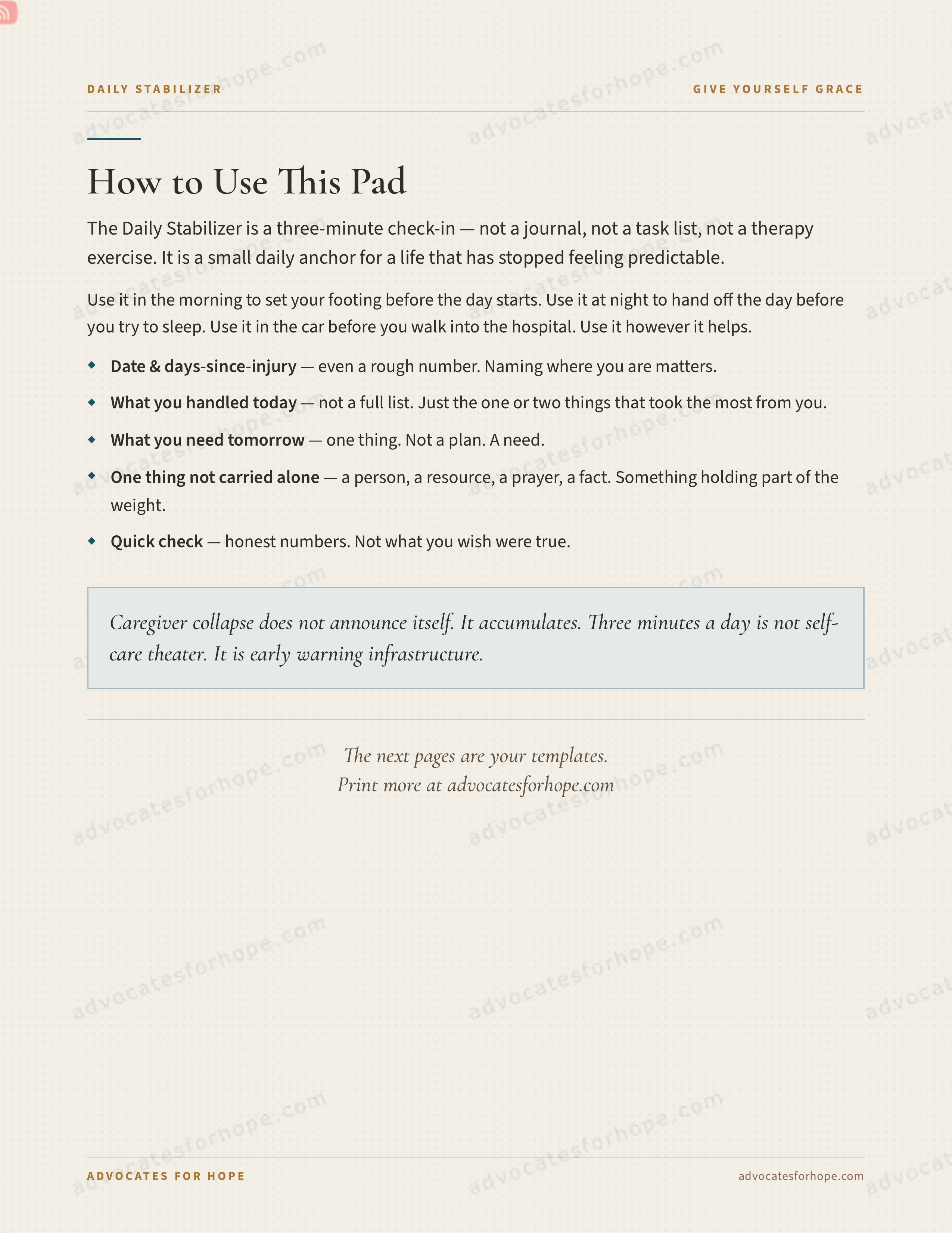 FREE   Daily Stabilizer