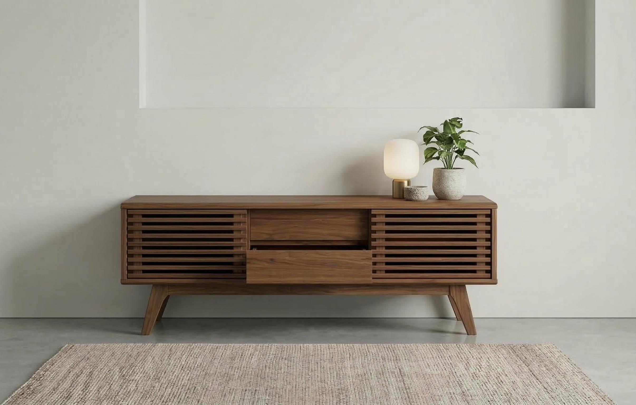 Modern Walnut TV Console