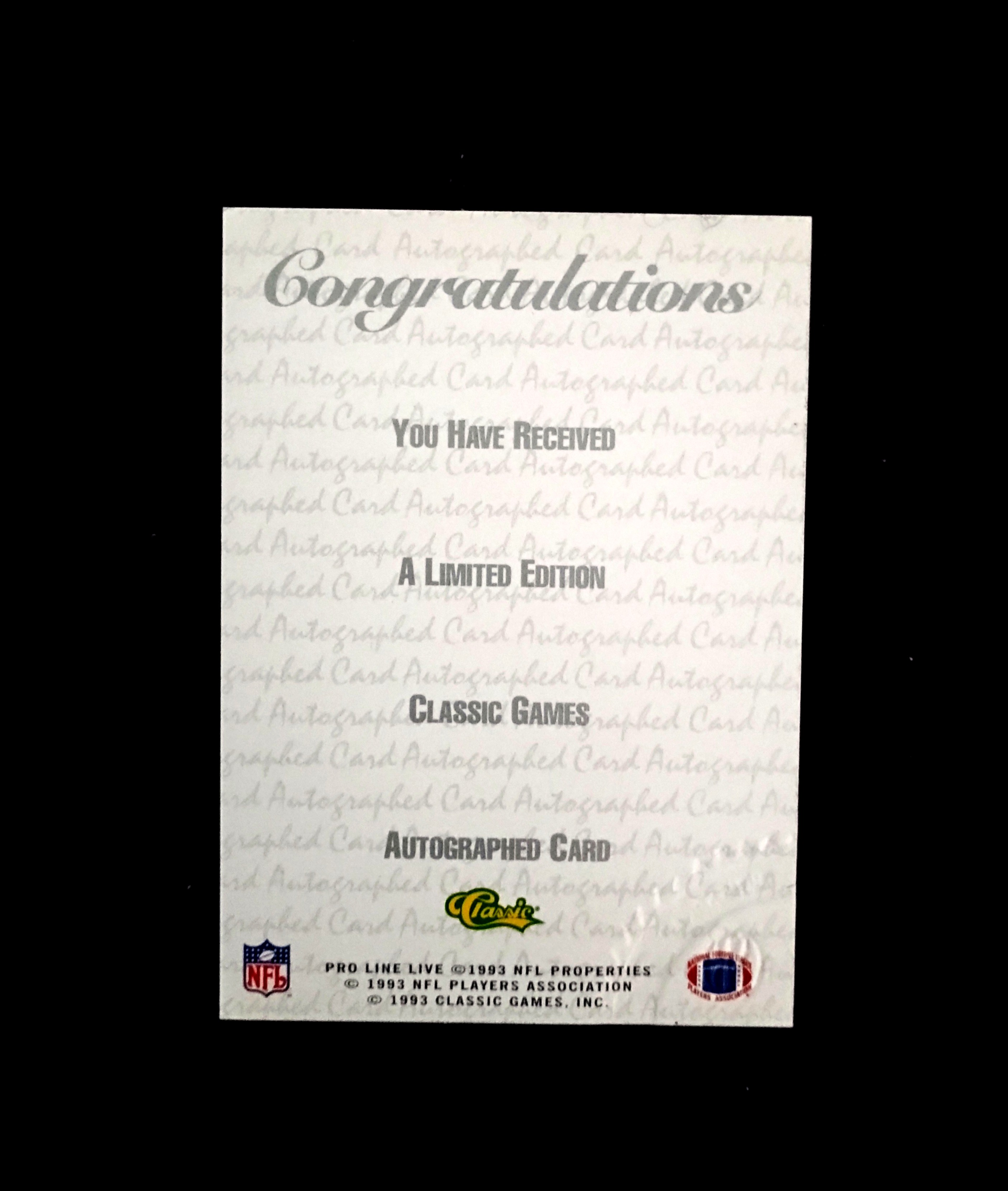 1993 NFL Proline Neil Smith Autographed Football Card Near Mint