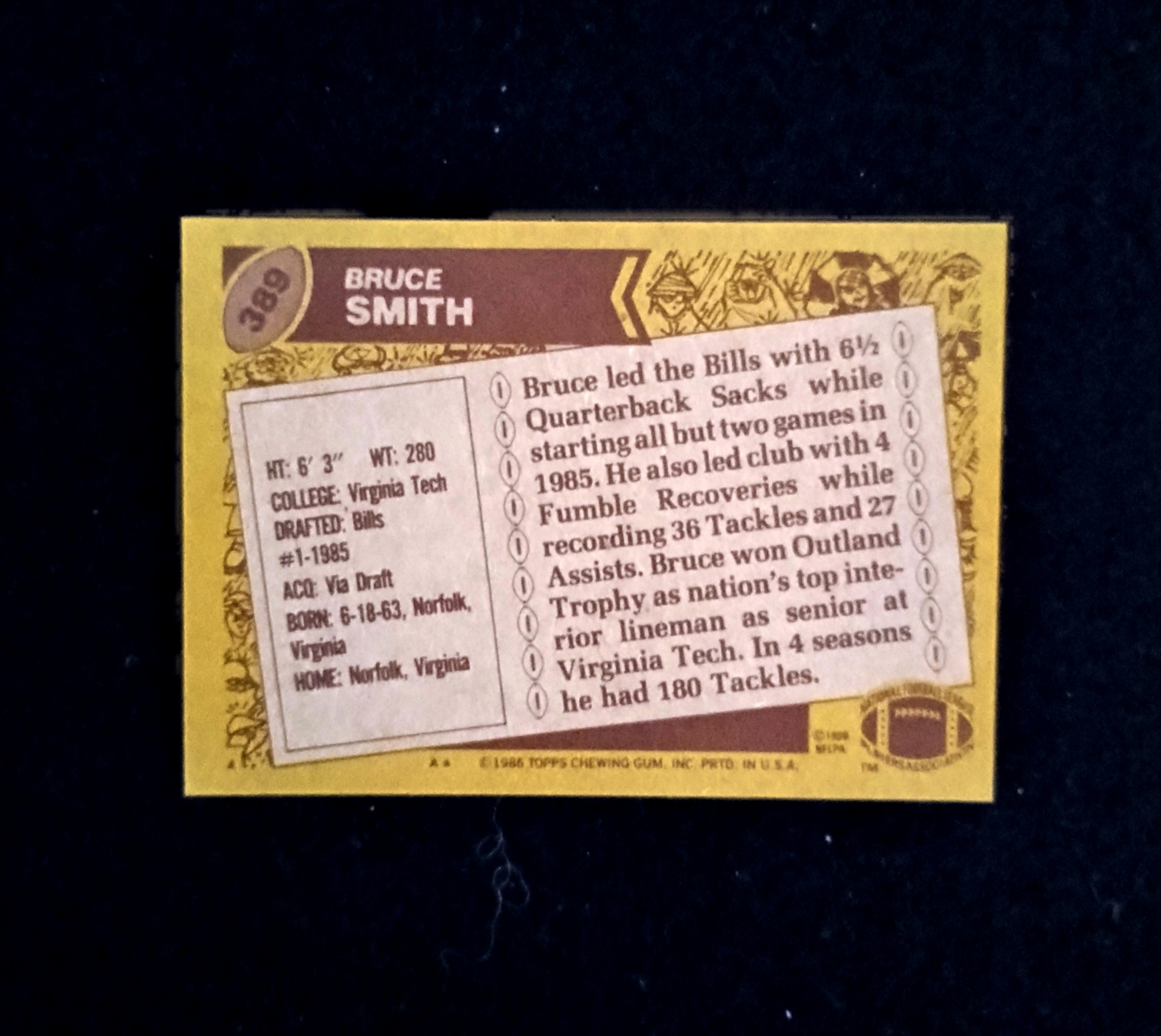 1986 Topps Bruce Smith (R) 389 Near Mint