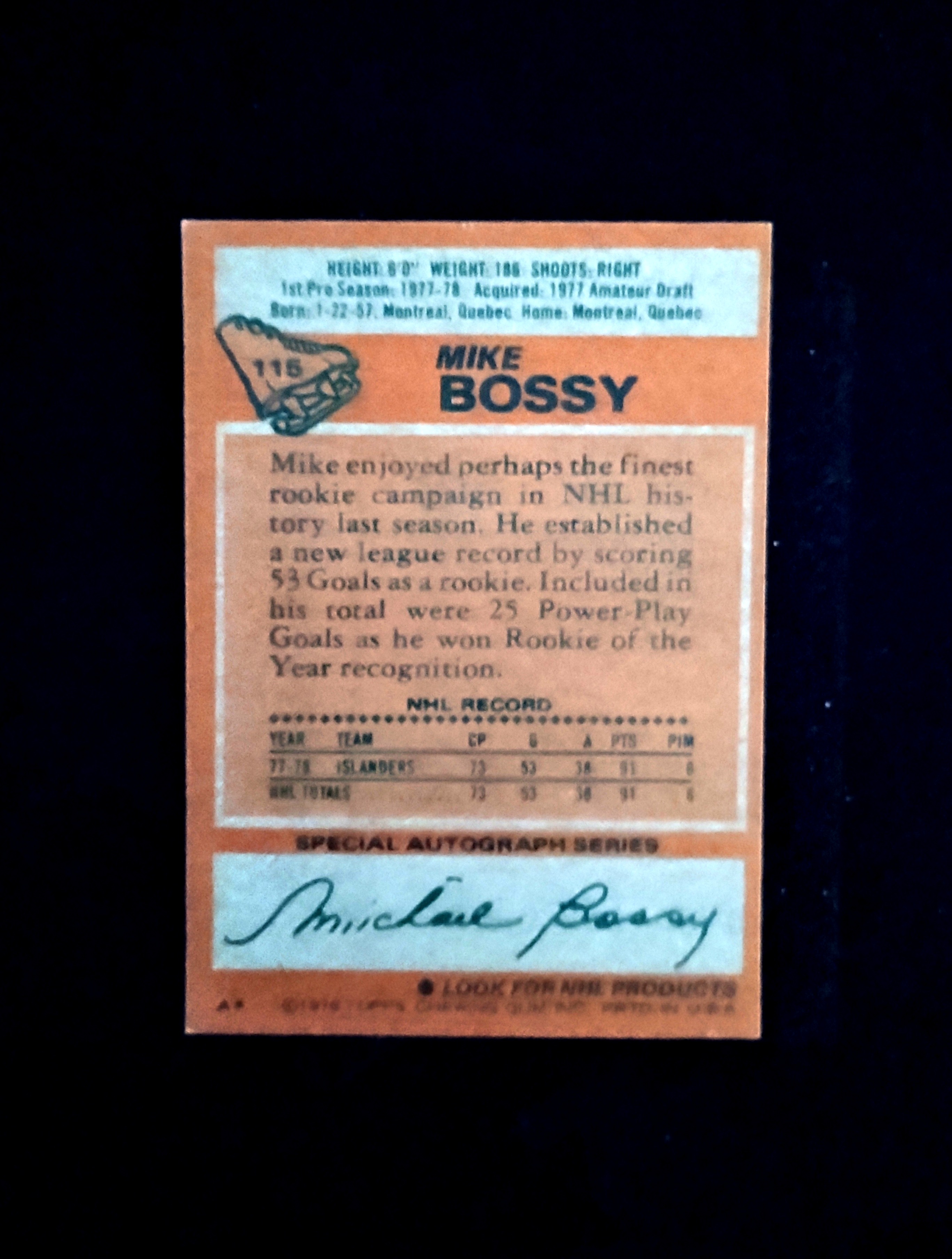 1978/79 Topps Mike Bossy (R) 115 Ex/NM