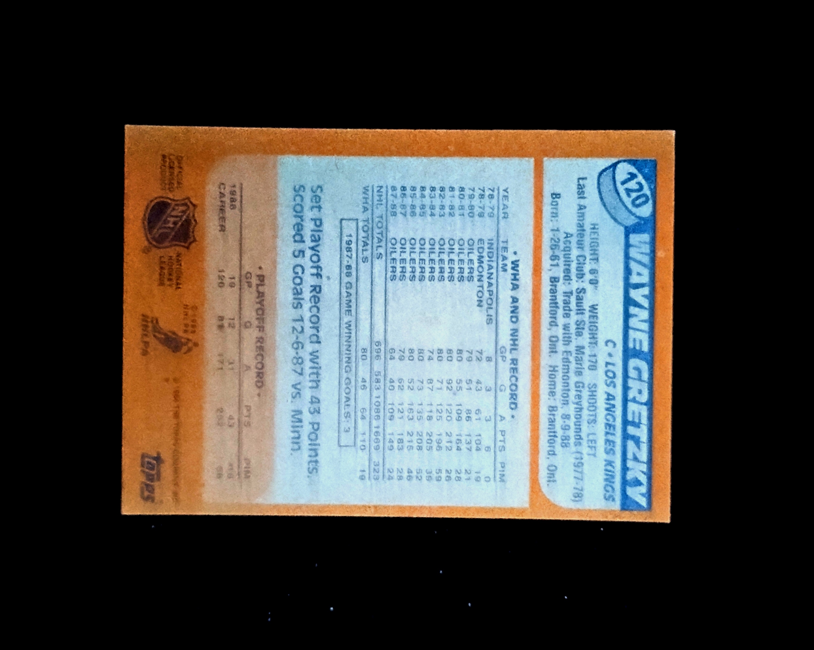 1988/89 Topps Wayne Gretzky 120 Near Mint