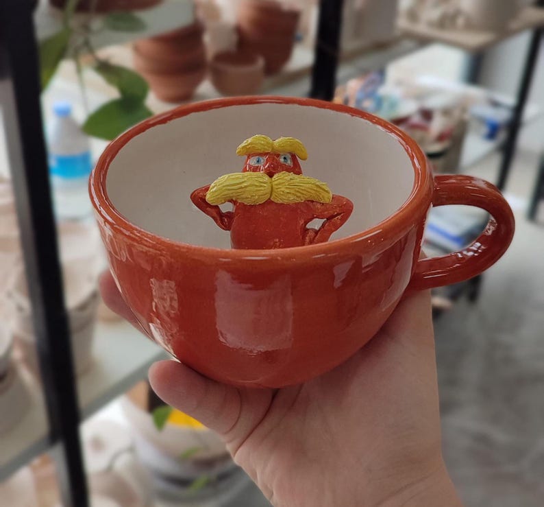 2024 Trend Handmade Ceramic Mug Featuring The Lorax Š Unique Gift for Dr. Seuss Fans
