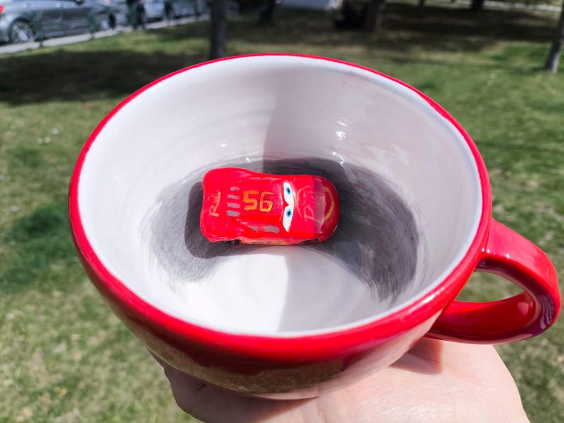Handmade Ceramic Lightning Mc-Queen Mug Š A Must-Have for Cars Fans
