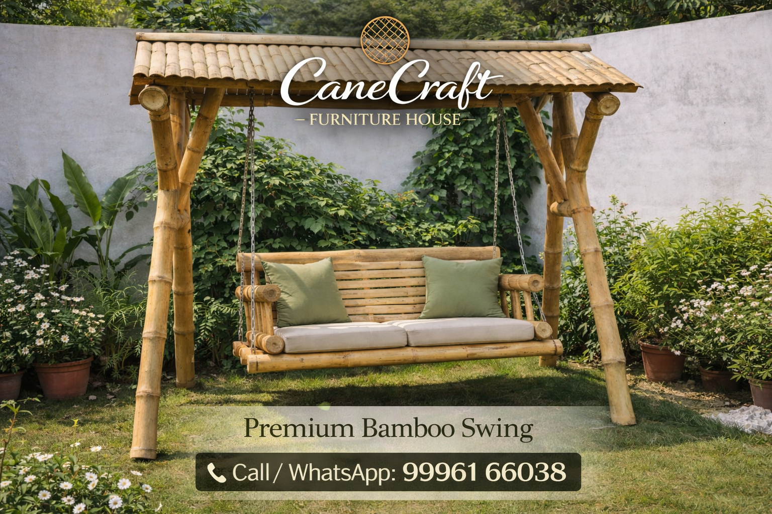 Premium Handcrafted Bamboo Swing (Garden Jhula)