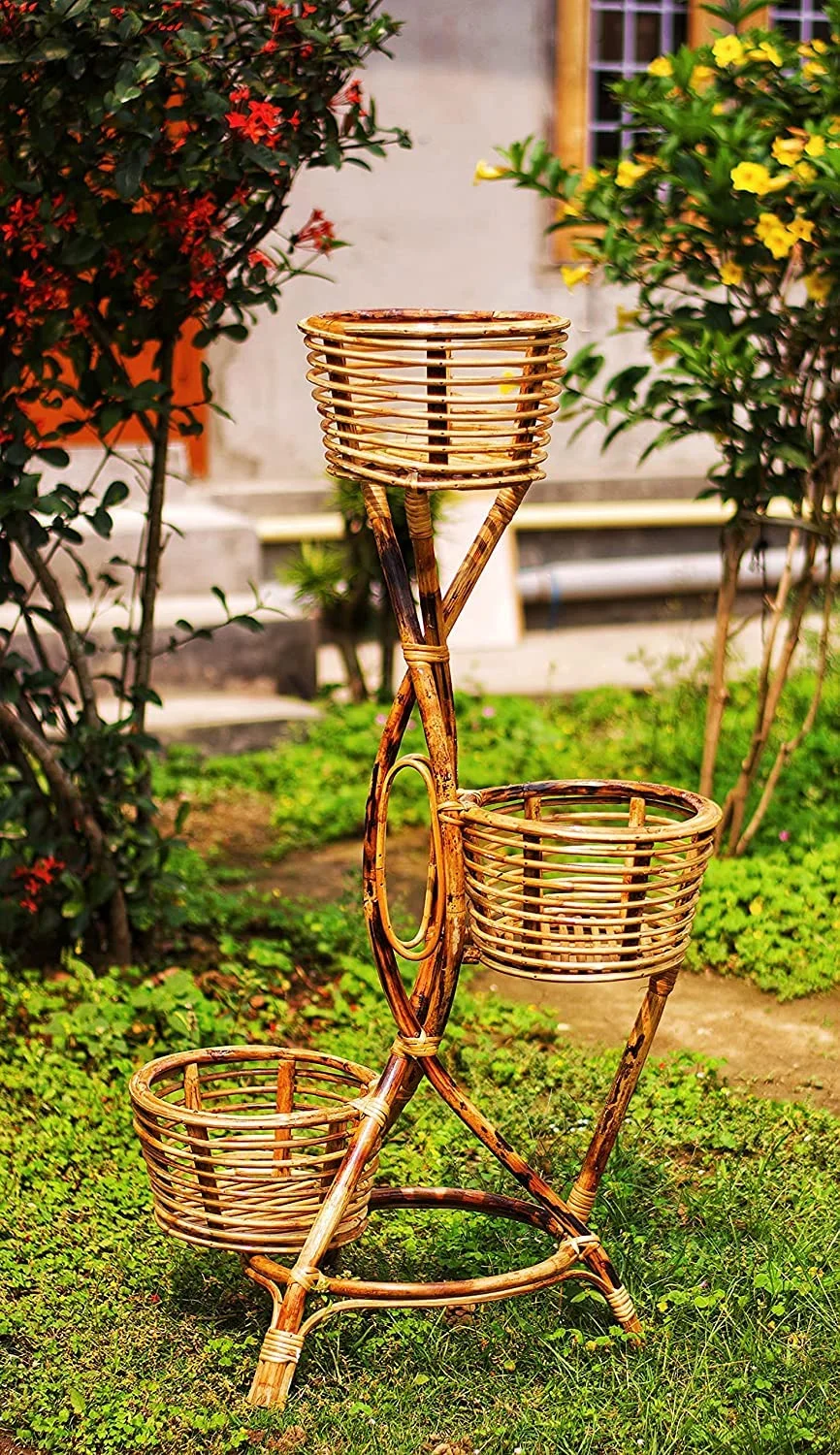 Handcrafted Cane Plant Stand (Multi-Tier)