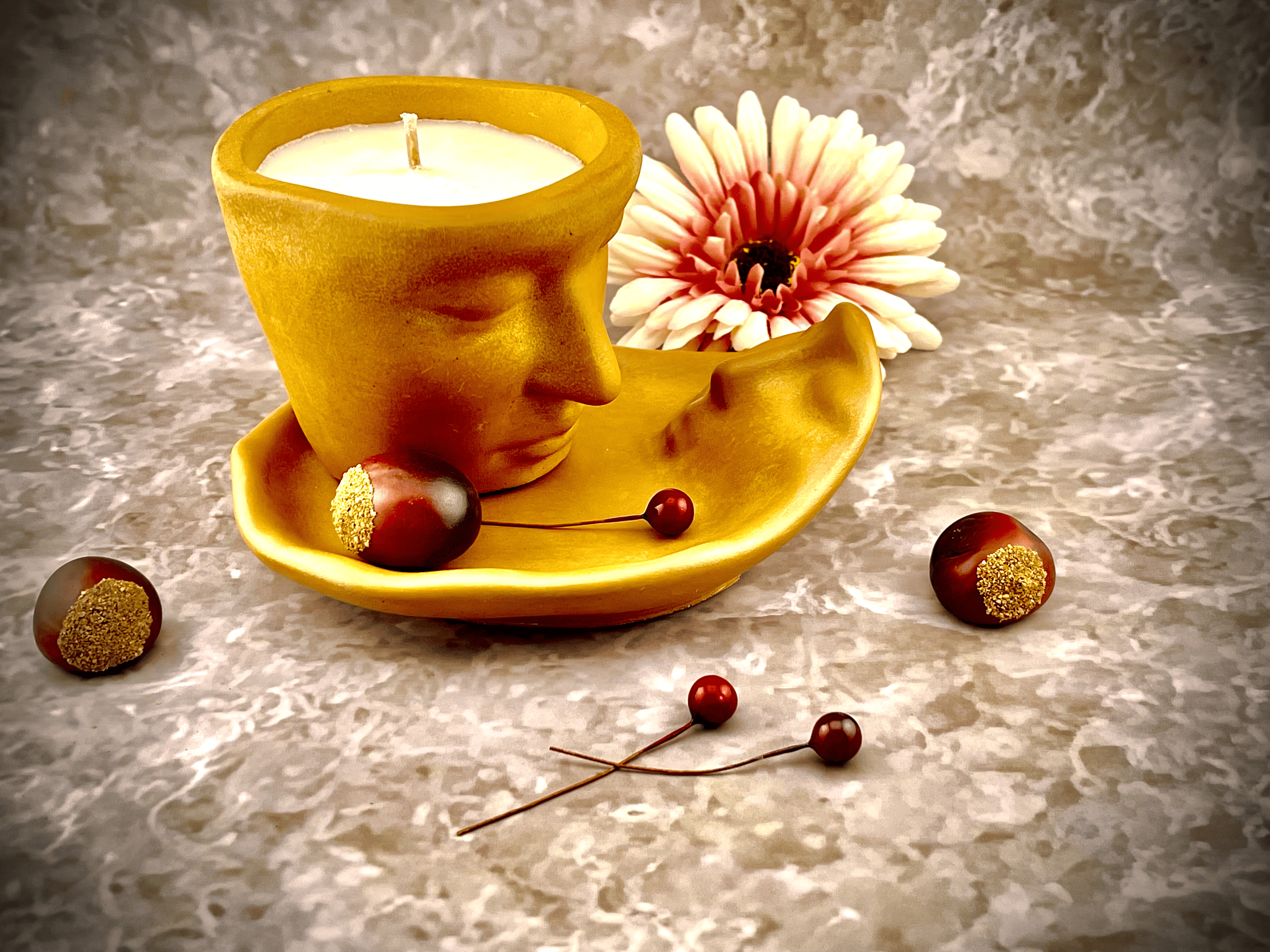 Modern Twin Flame Candle, White Musk Fragrance, Romantic Evening