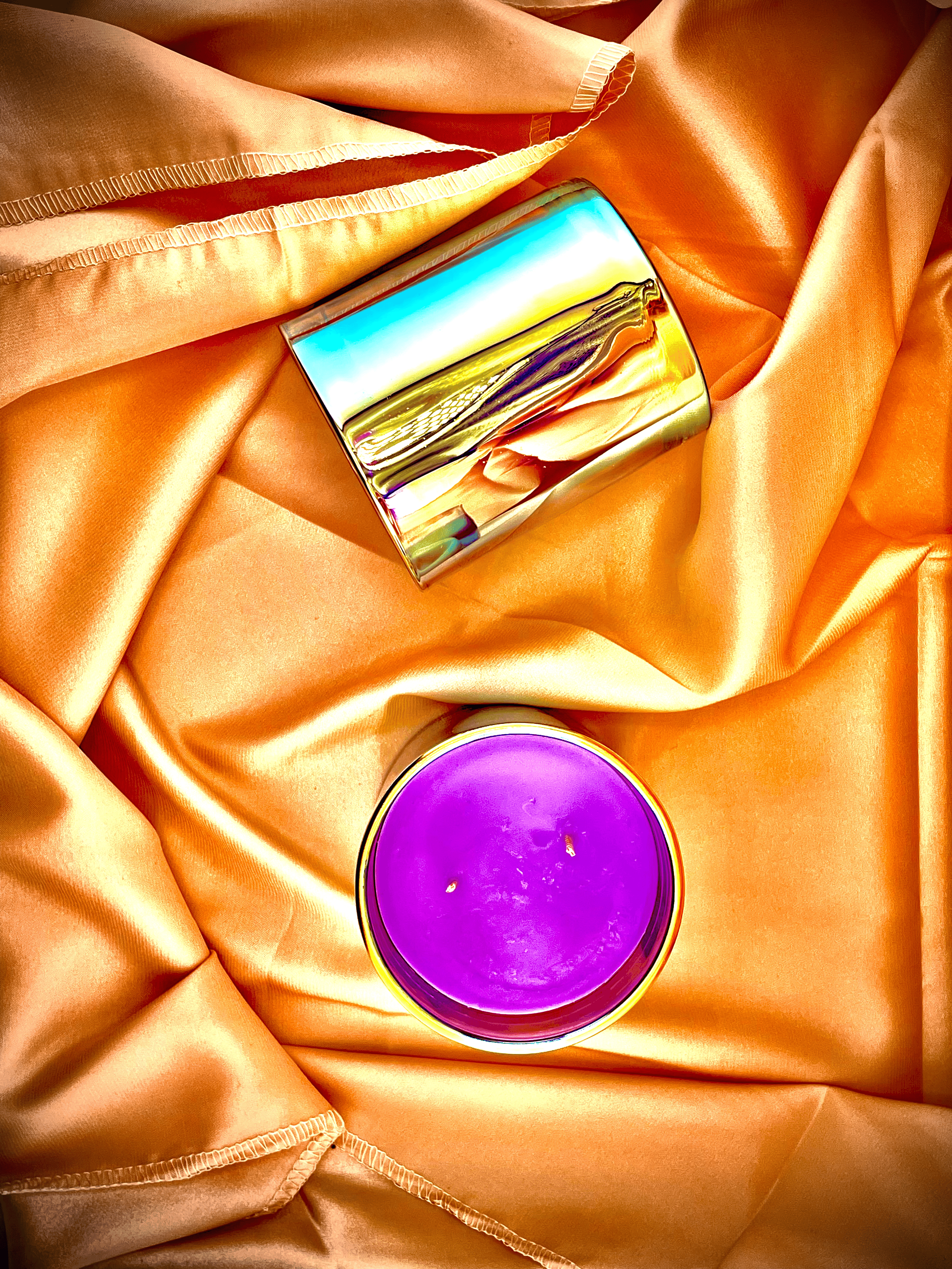 Rainbow Patchouli Candle |Organic Coconut Wax | Iridescent Glass Jar