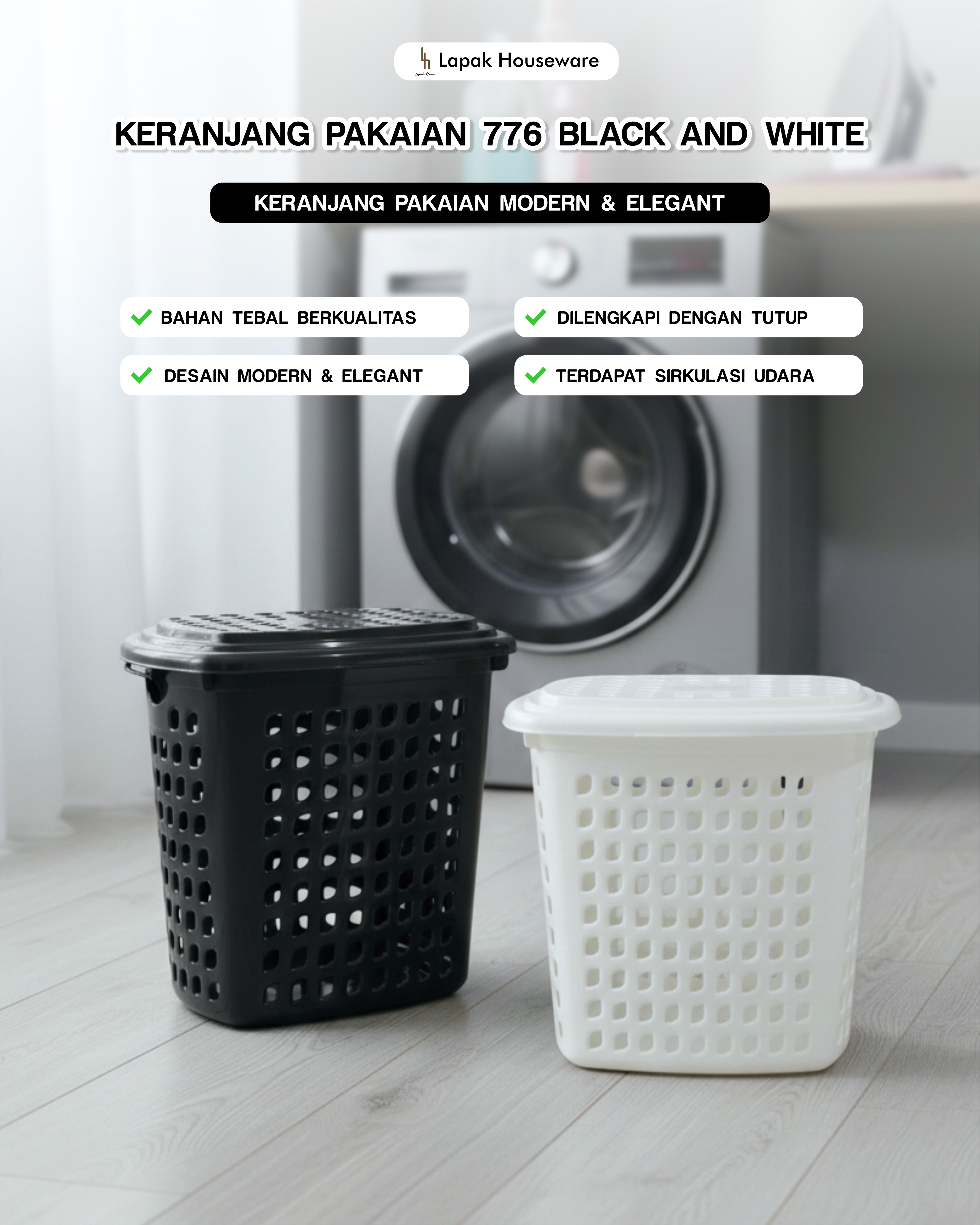 Keranjang Pakaian 776 Black and White