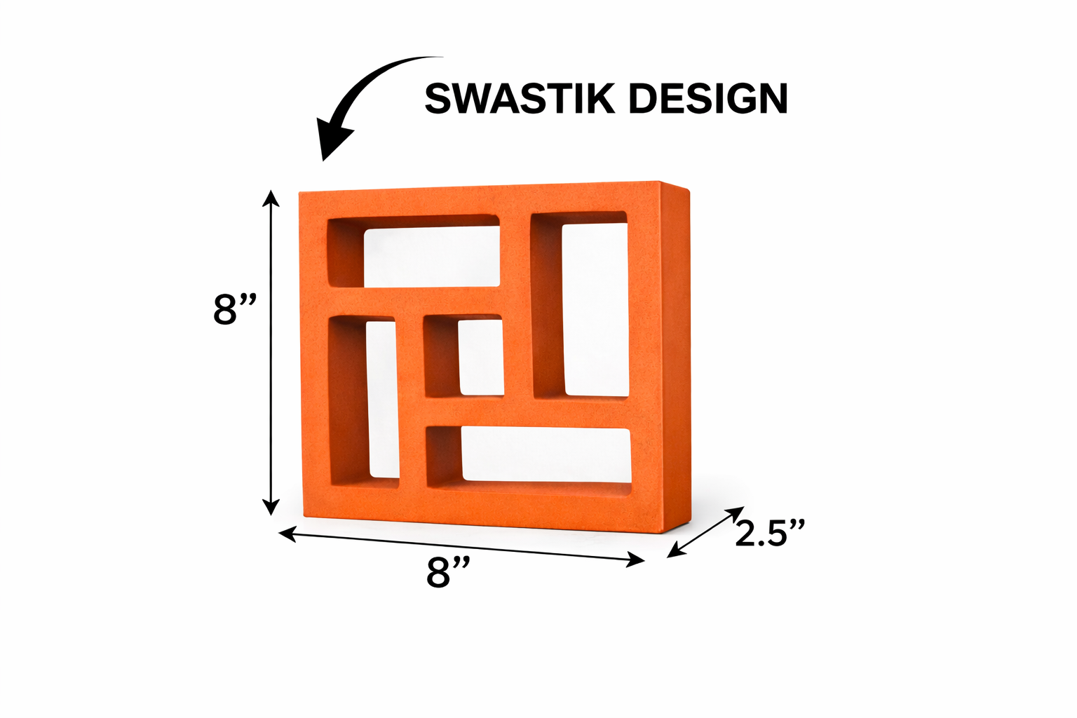 Terracotta Jali Ventilation Brick 8x8 Inch – Swastik Pattern Clay Screen Block