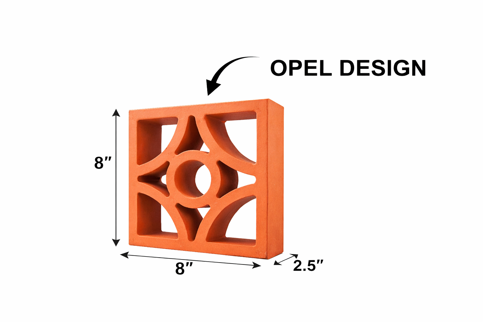 Terracotta Jali Ventilation Brick 8x8 Inch – Opal Pattern Clay Screen Block
