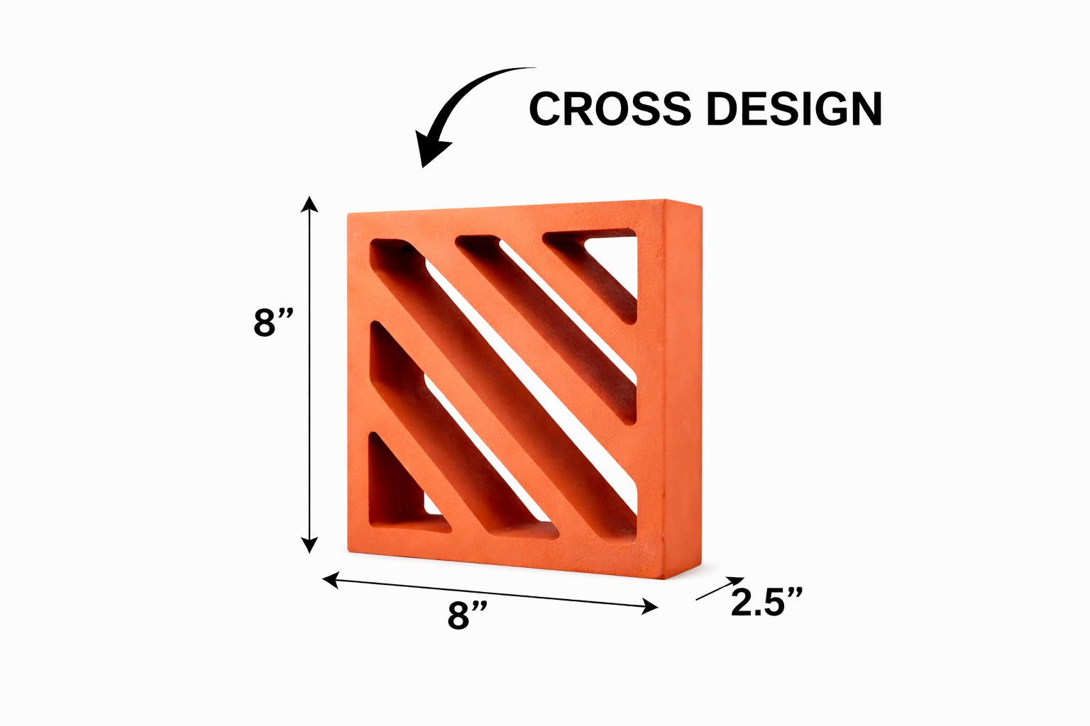 Terracotta Jali Ventilation Brick 8x8 Inch – Cross Pattern Clay Screen Block