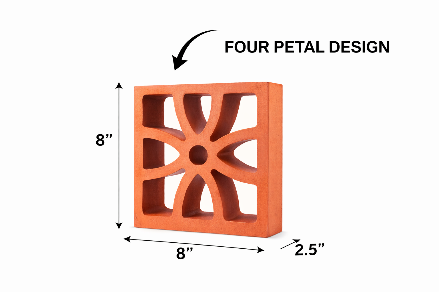 Terracotta Jali Ventilation Brick 8x8 Inch – Petal Design Clay Screen Block