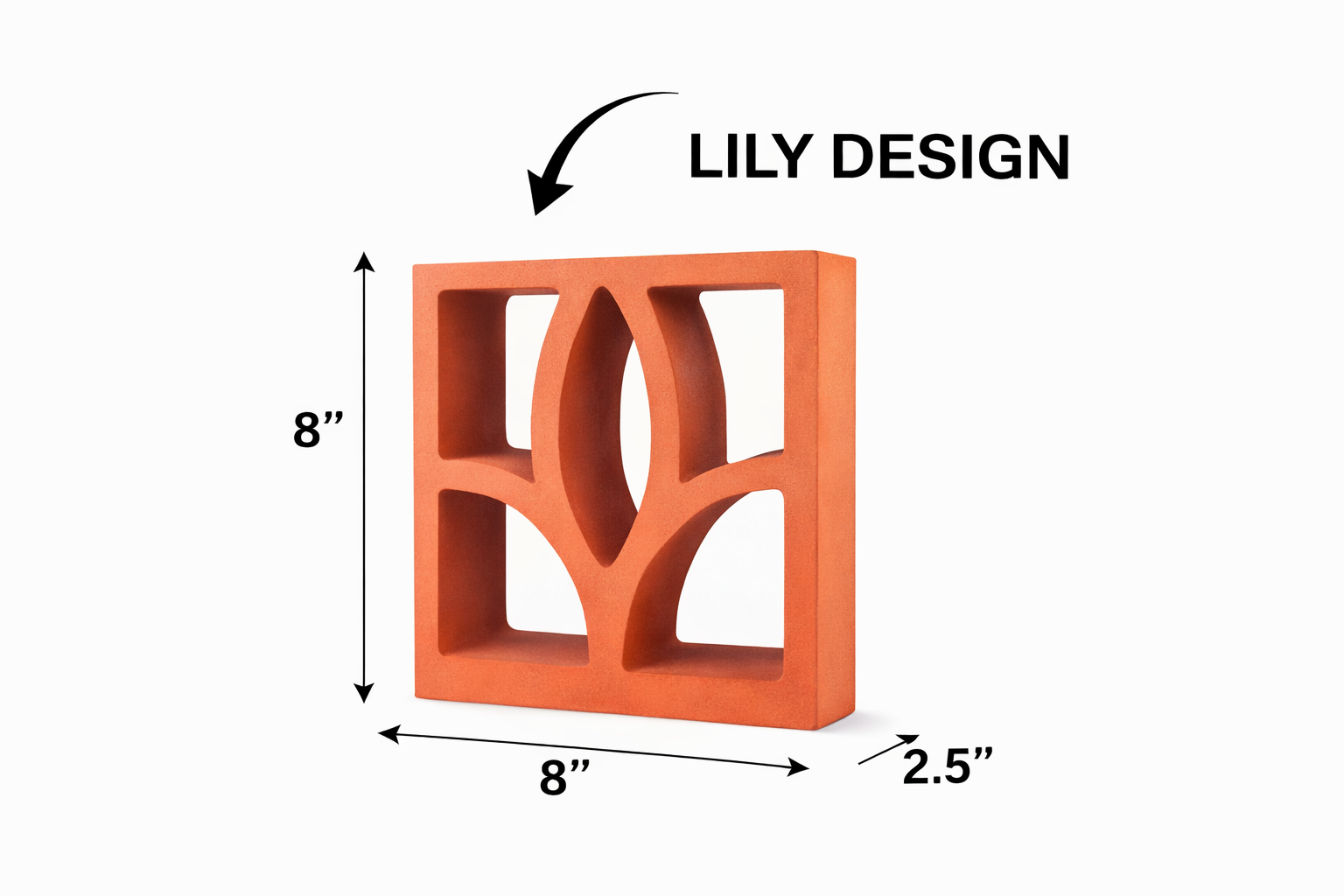 Terracotta Jali Ventilation Brick 8x8 Inch – Lily Pattern Clay Screen Block