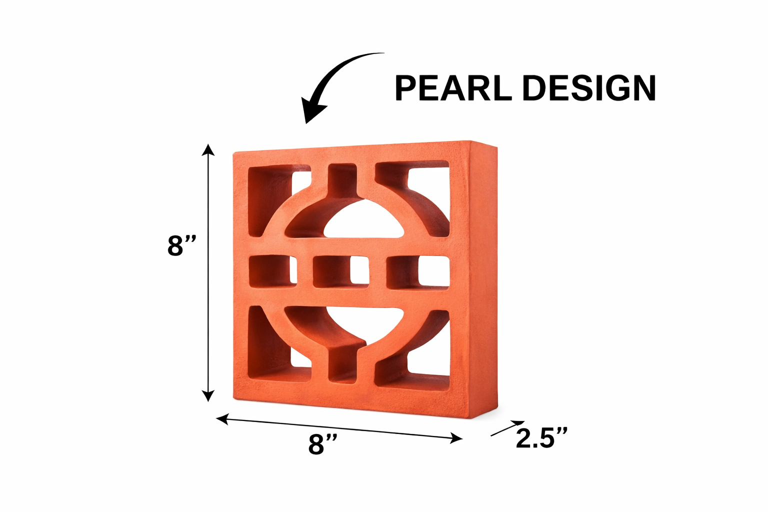 Terracotta Jali Ventilation Brick 8x8 Inch – Ruby Pattern Clay Screen Block