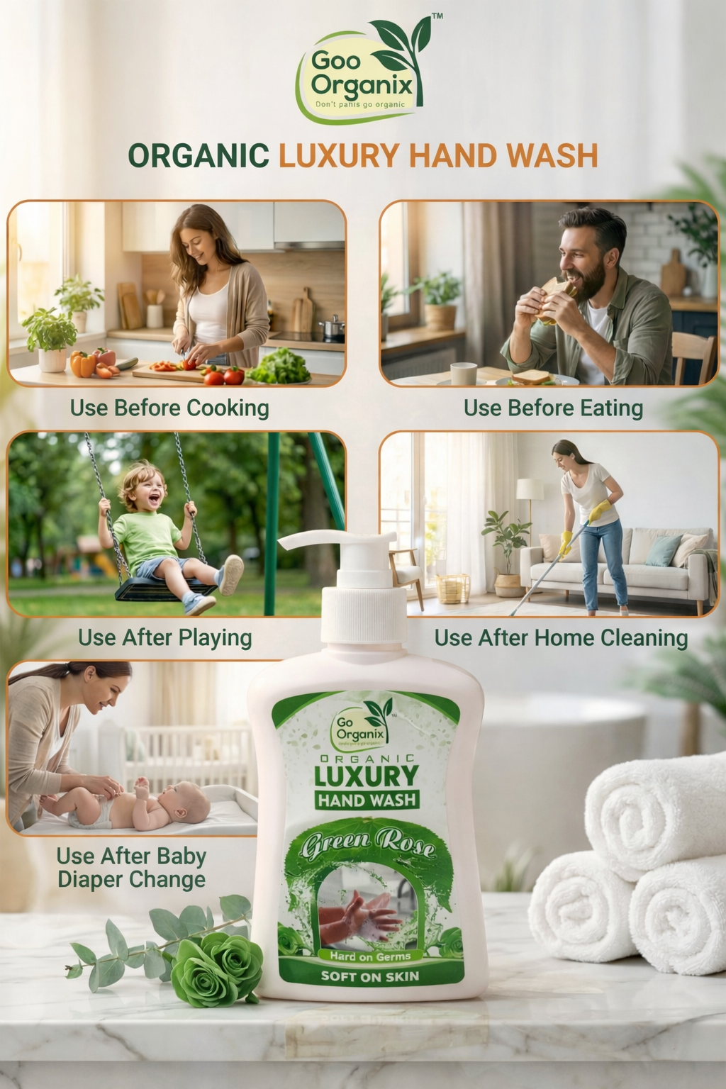 Organic Luxury Green Rose Hand Wash (Pack of 2)