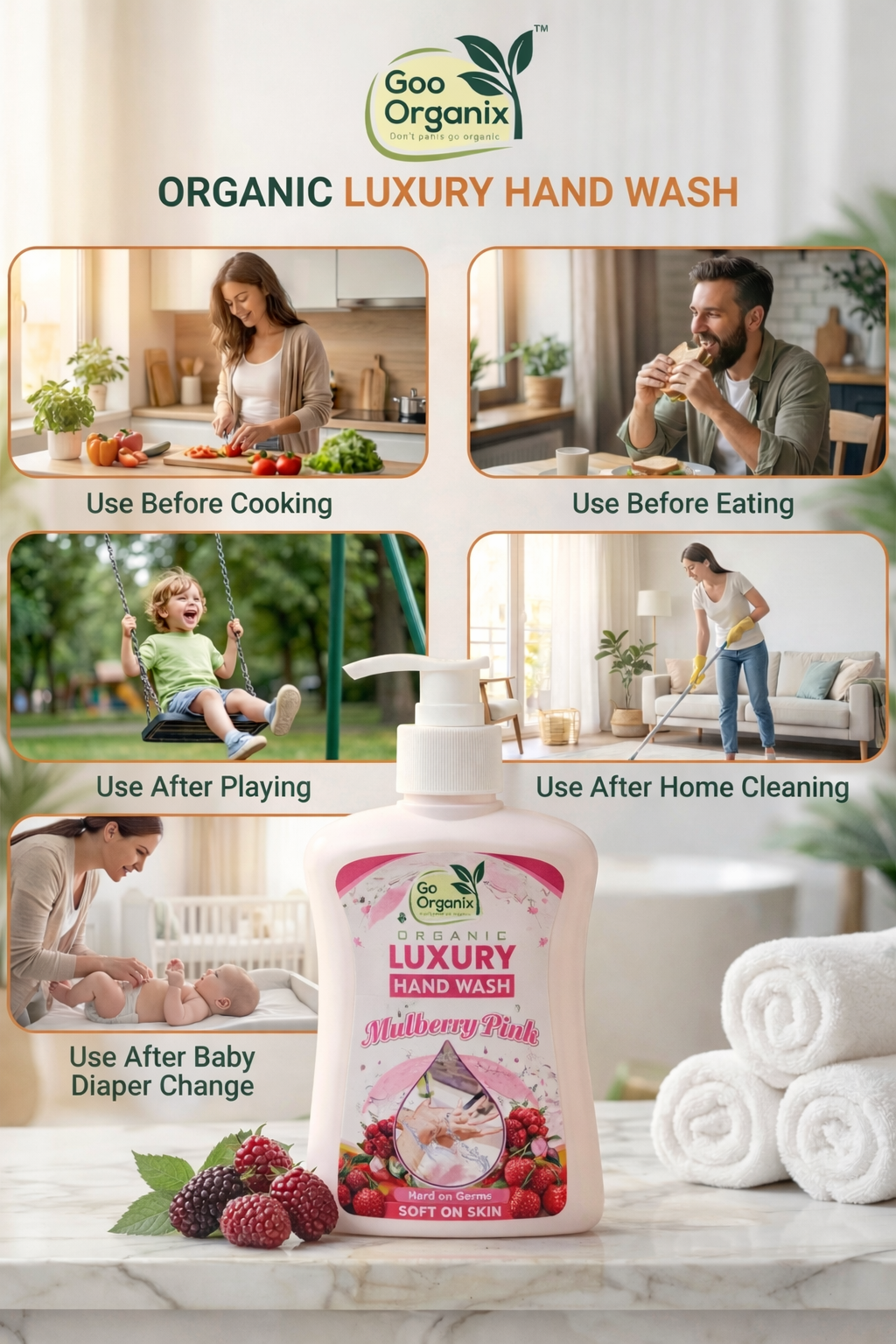 Organic Luxury Hand Wash Mulberry Pink pack of 2