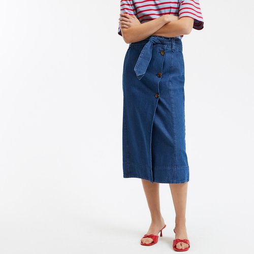 Denim Midi Wrap Skirt