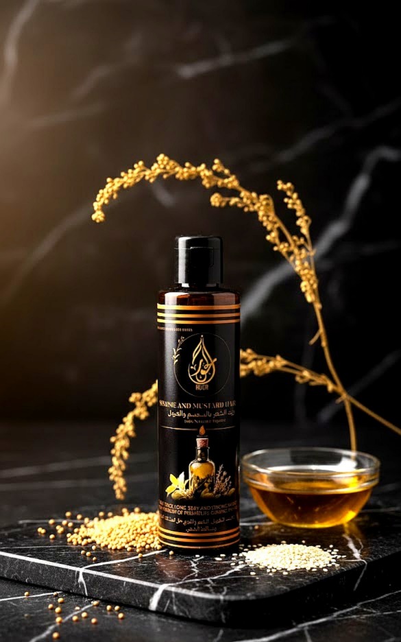 Hair Oil for healthy, and black hair. Best solution for greying hair. From Hoor Organics. 