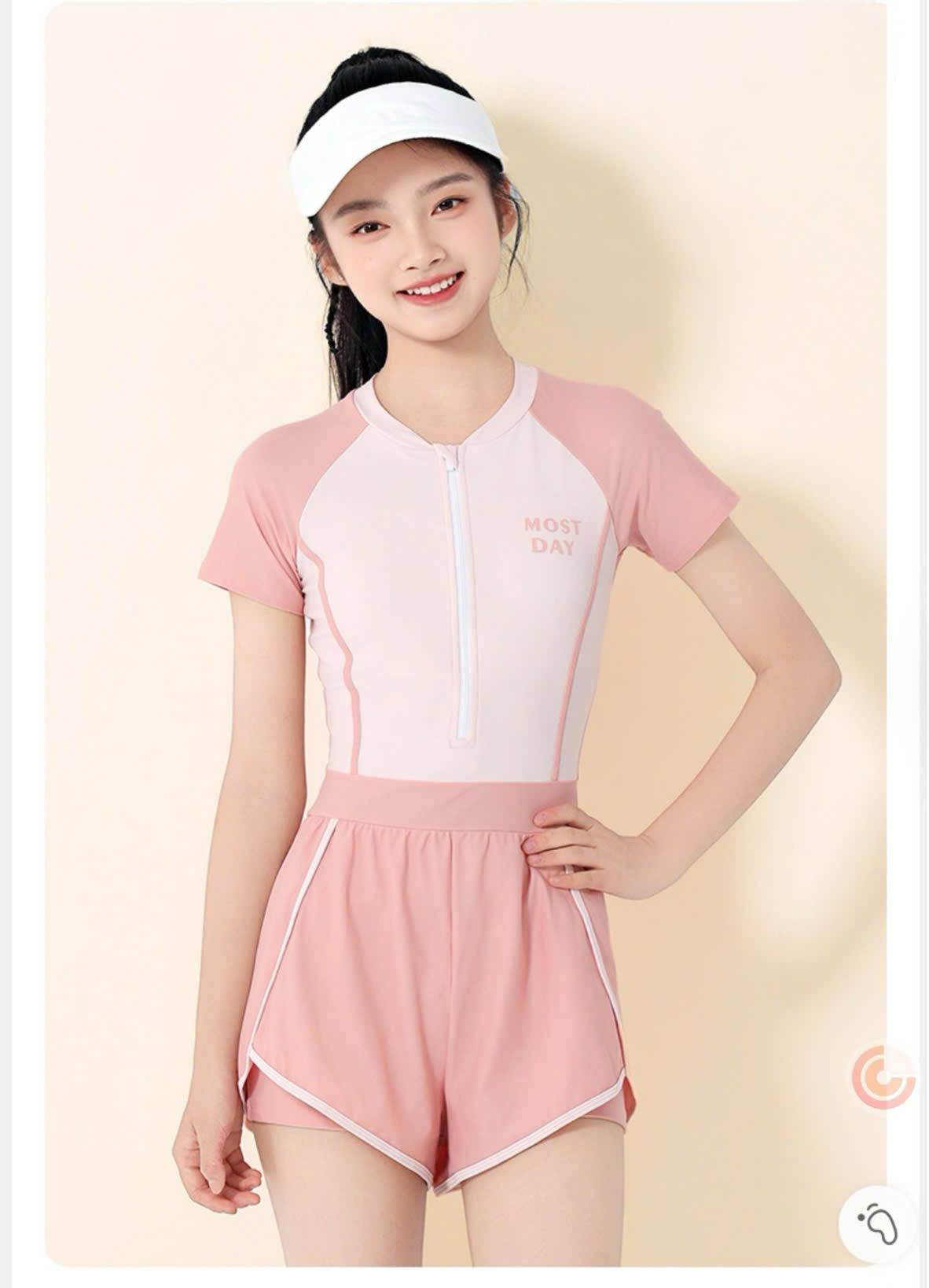 YUKE Bộ đồ bơi jumsuit mẹ & bé tay ngắn có khóa kéo DB04