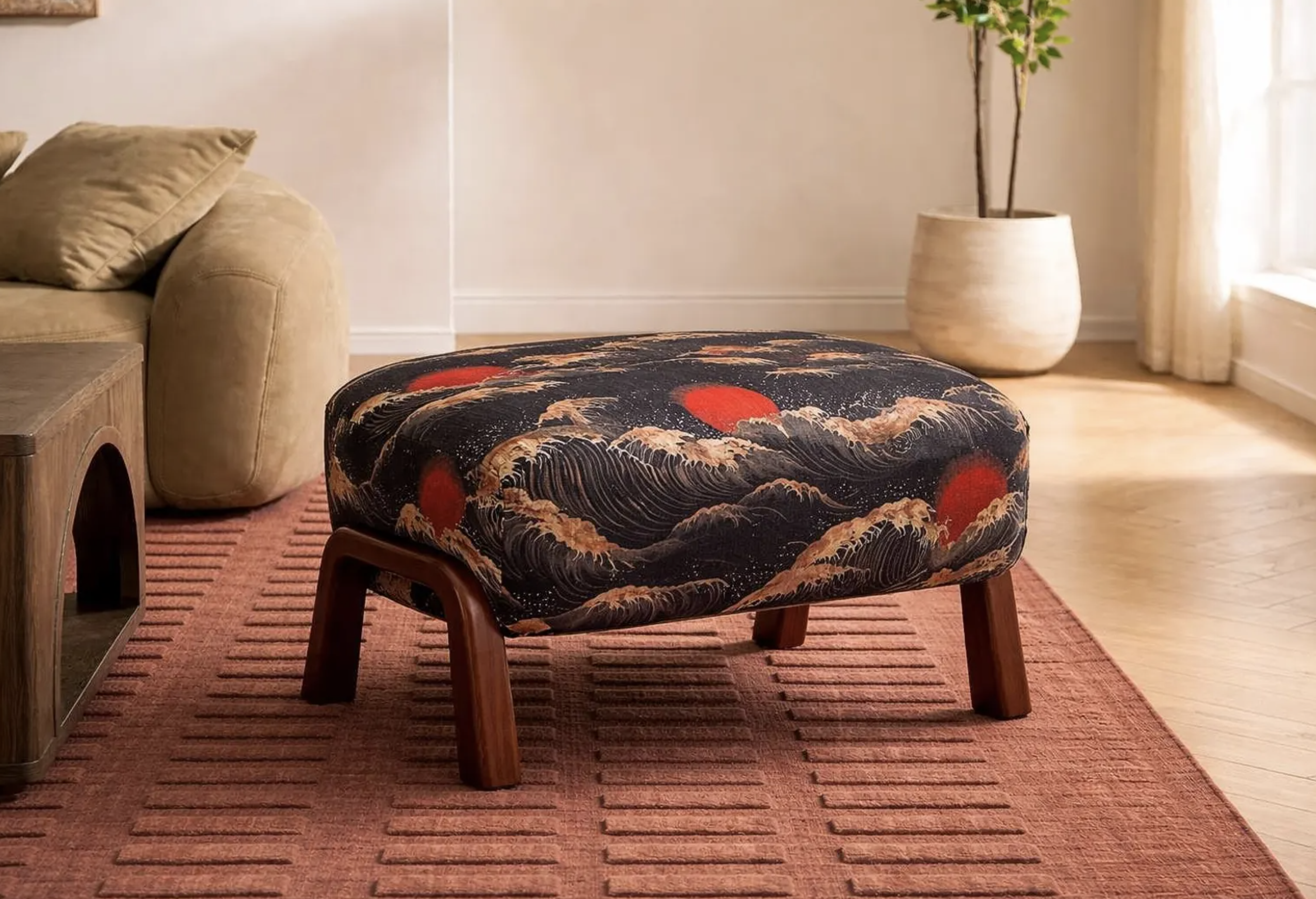Artisan Wave Pattern Ottoman