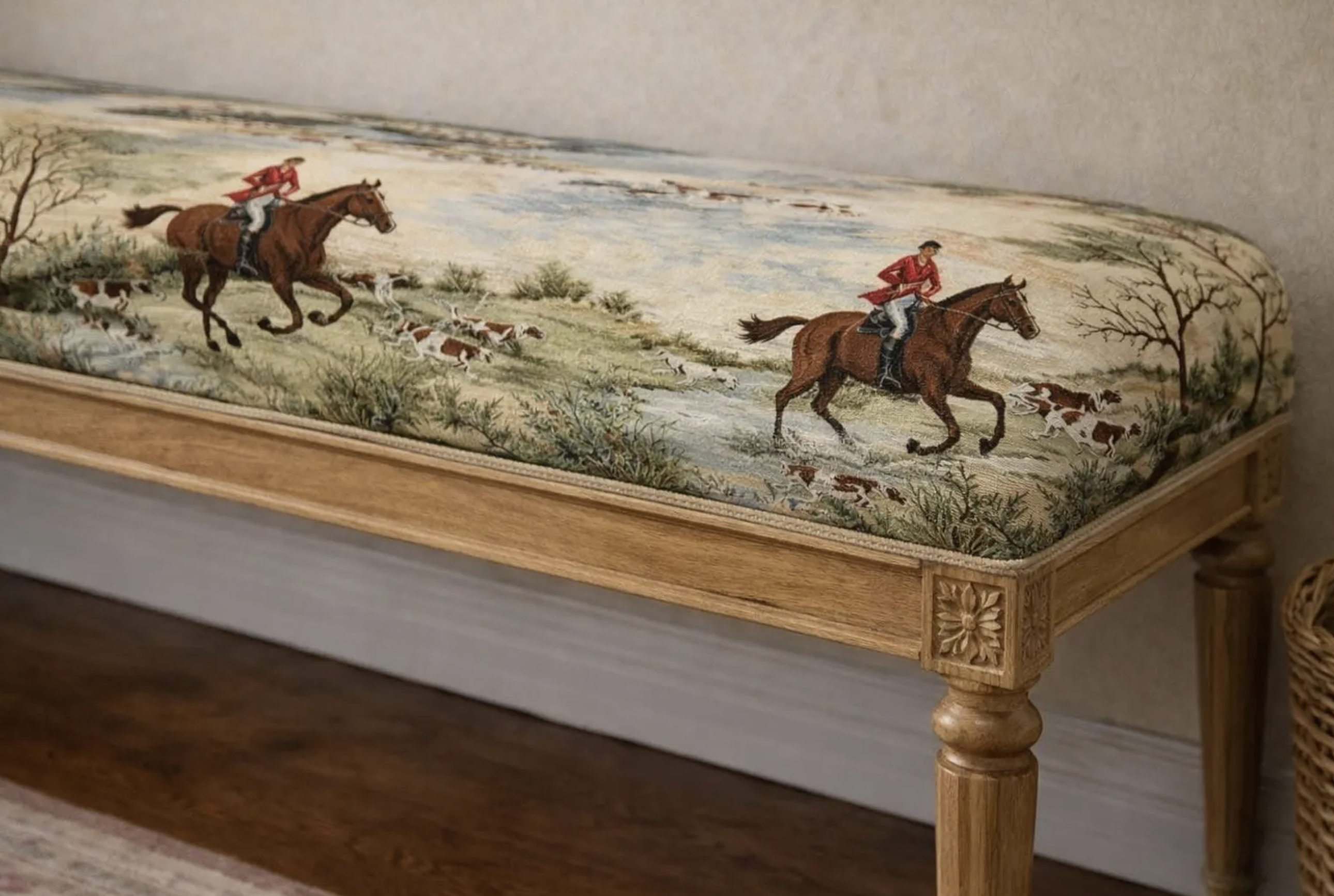 Equestrian Tapestry Bench