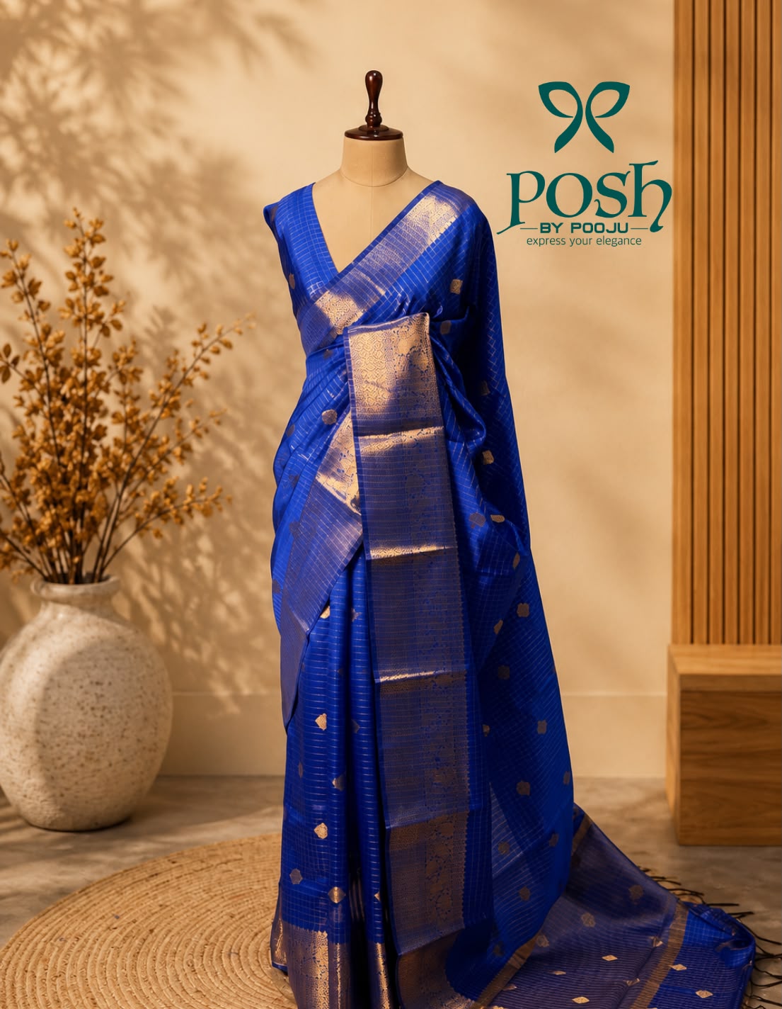 Semi Banarasi Blue Saree