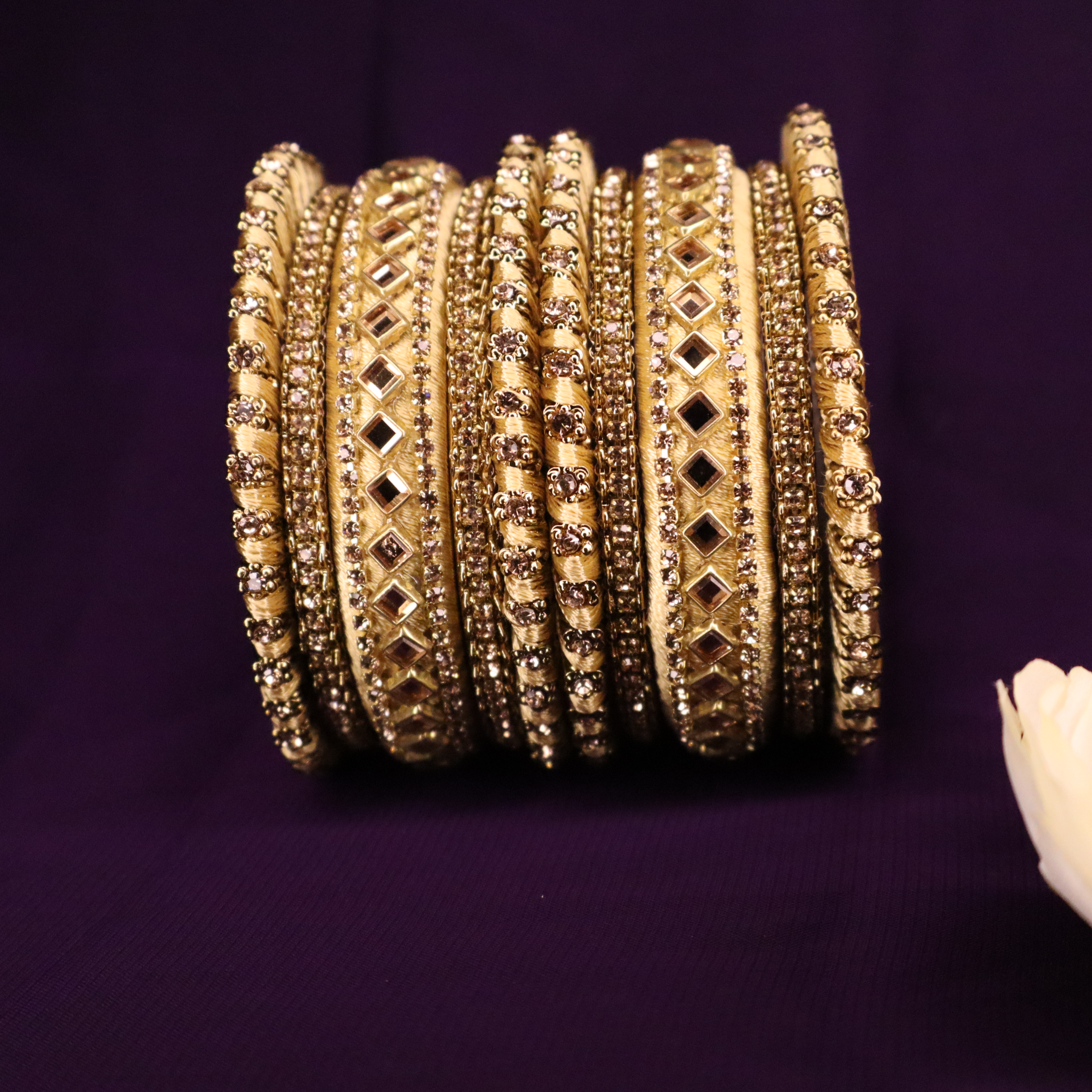 Golden- Designer Silk Threaded bangles