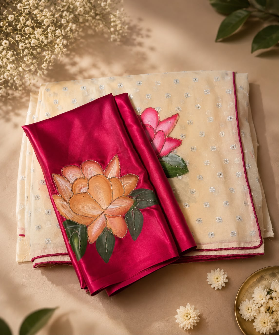 Hand-Painted Floral Saree