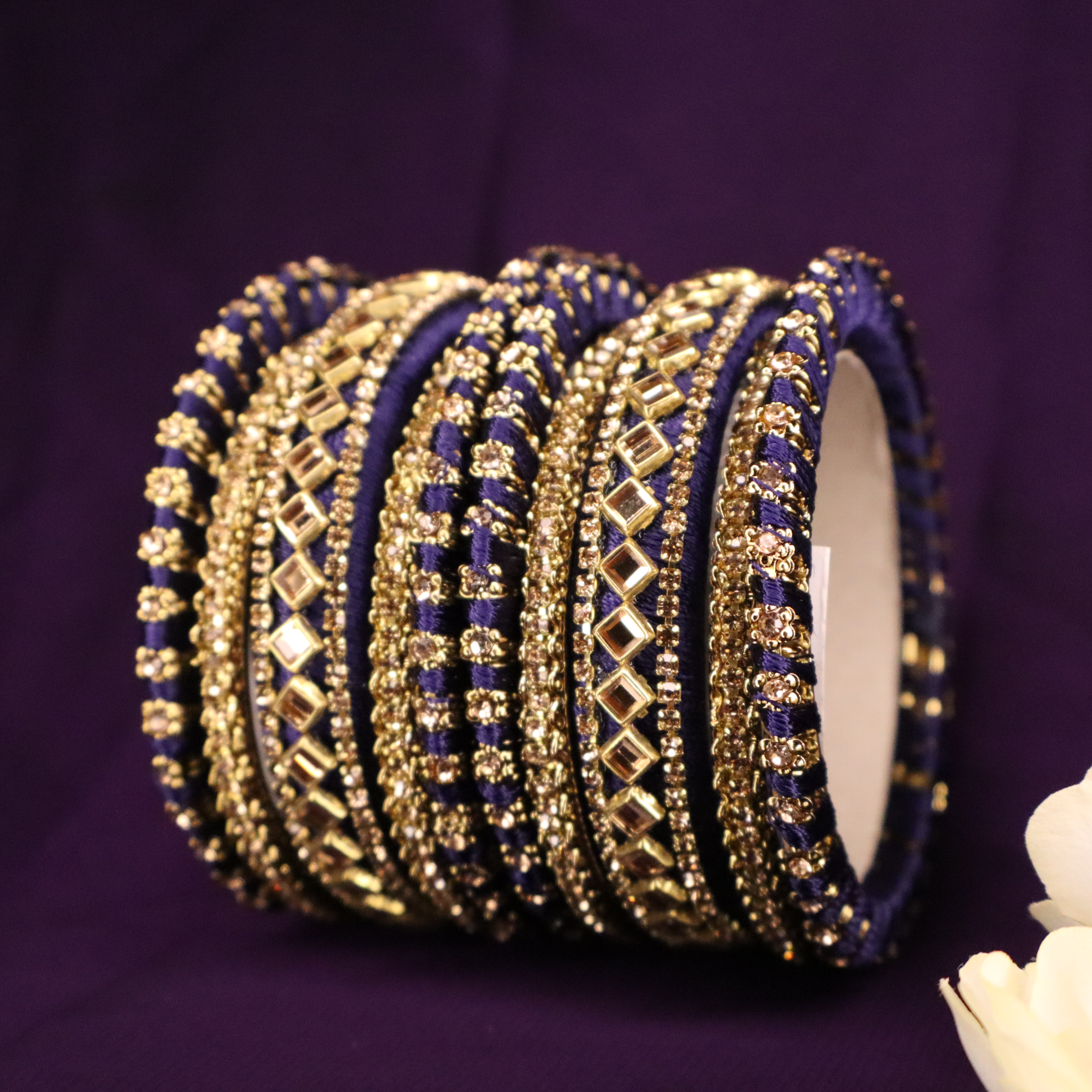 Navy blue- Designer Silk Threaded bangles
