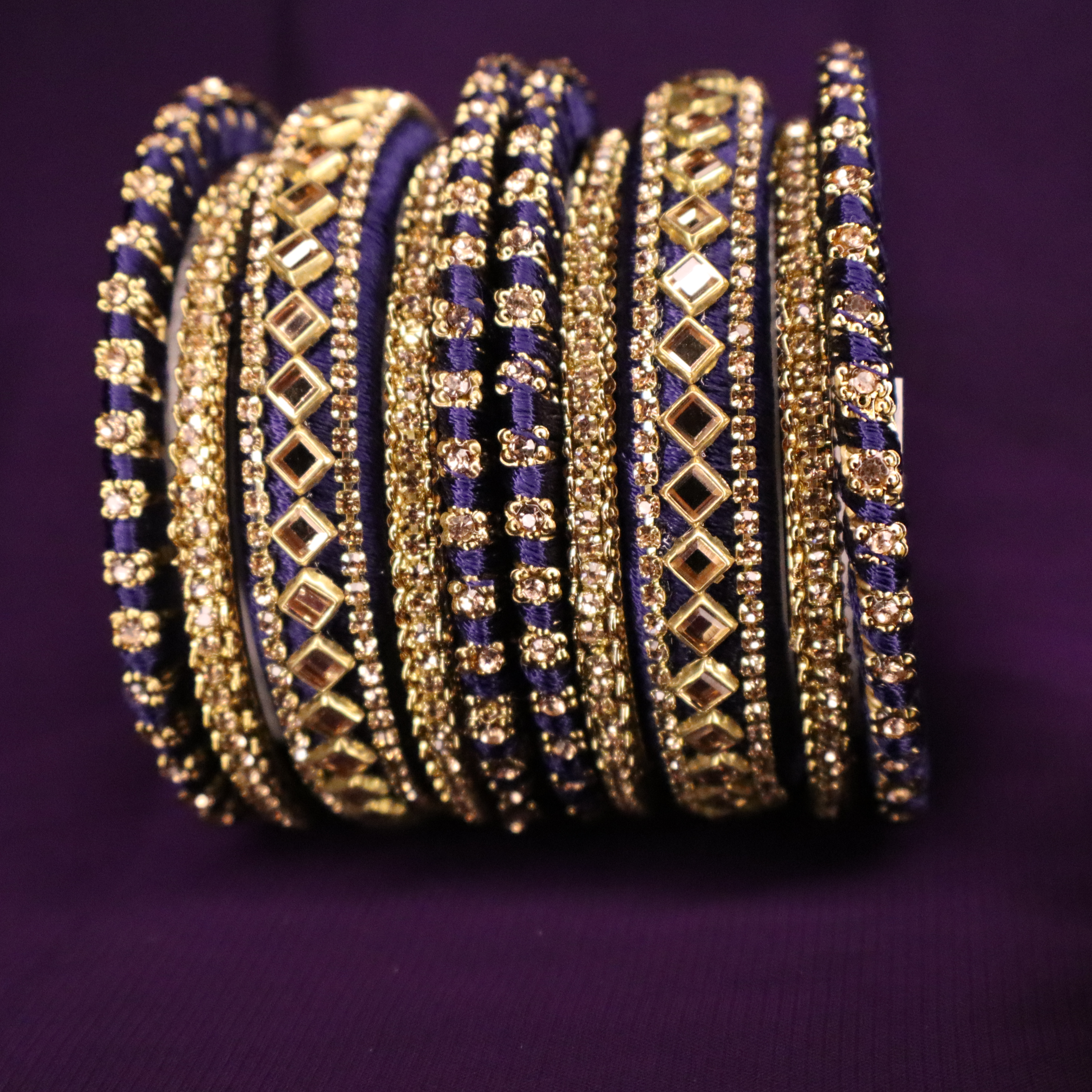 Navy blue- Designer Silk Threaded bangles