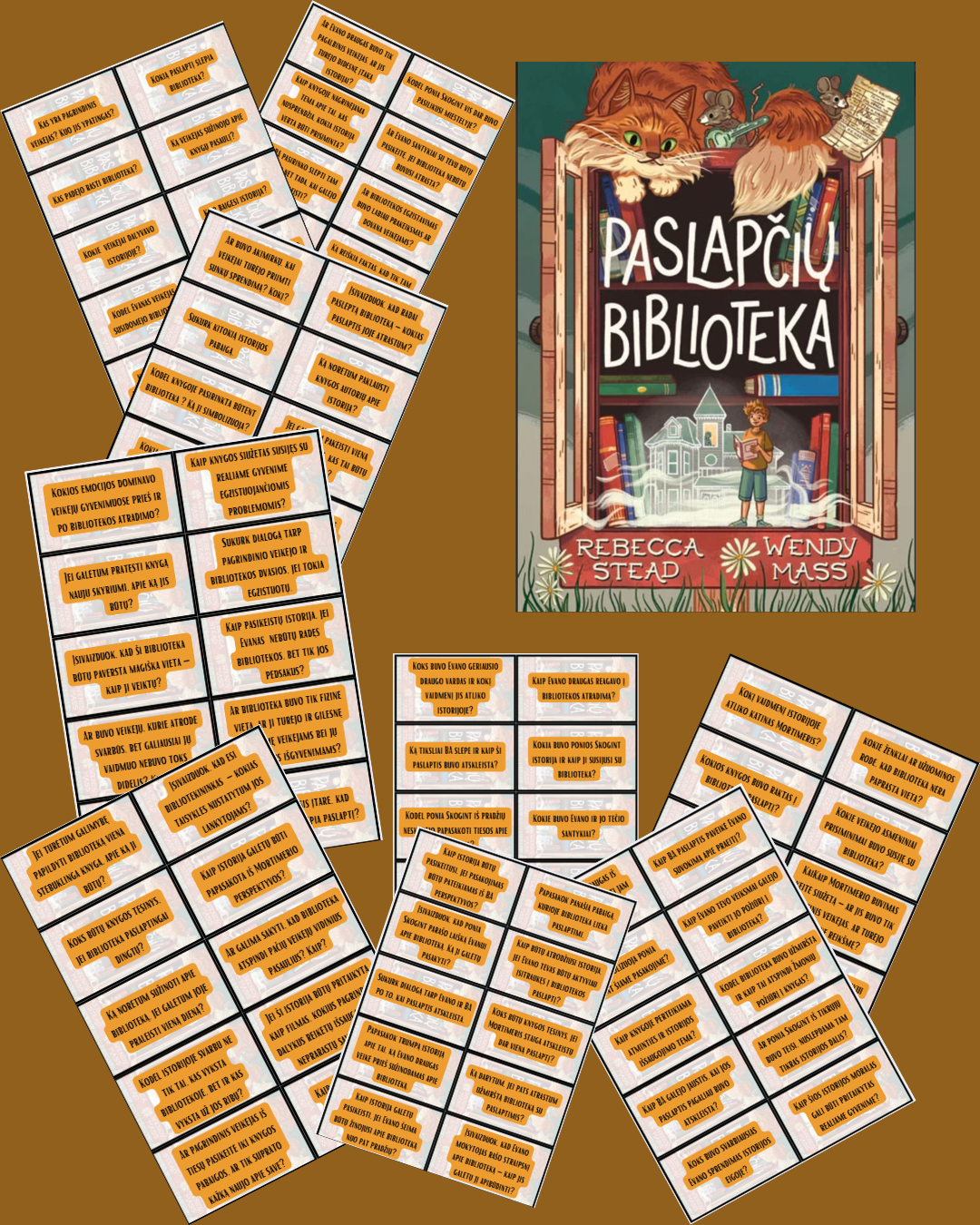 „Paslapčių biblioteka“ – teksto suvokimo klausimų kortelės