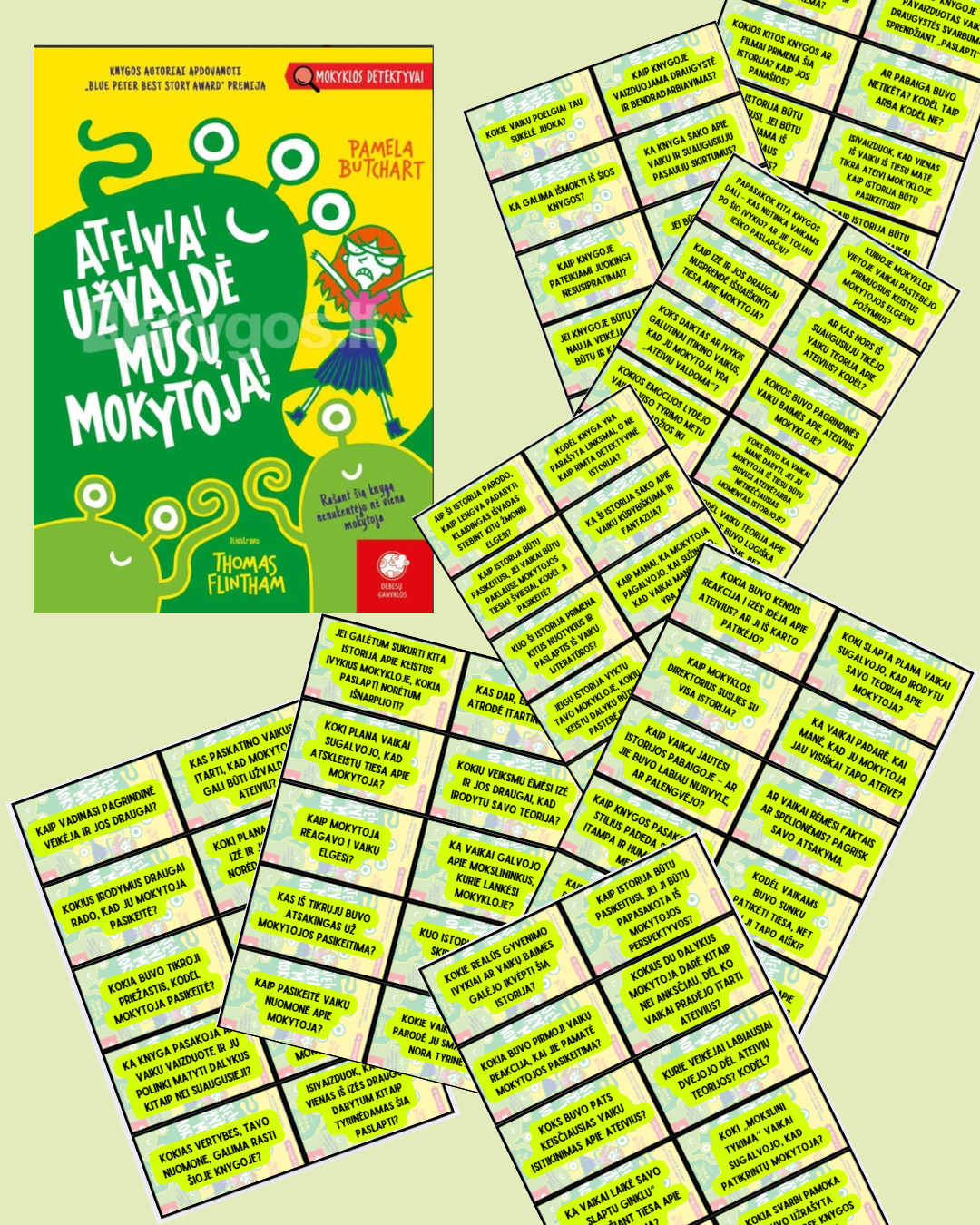 „Ateiviai užvaldė mūsų mokytoją“ – teksto suvokimo klausimų kortelės