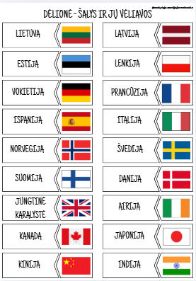 Šalys ir jų vėliavos – dėlionė (PDF)