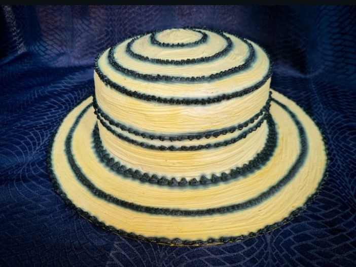 Striped Two-Tier Cake
