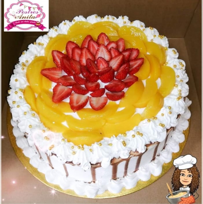 Peach & Strawberry Whipped Cake