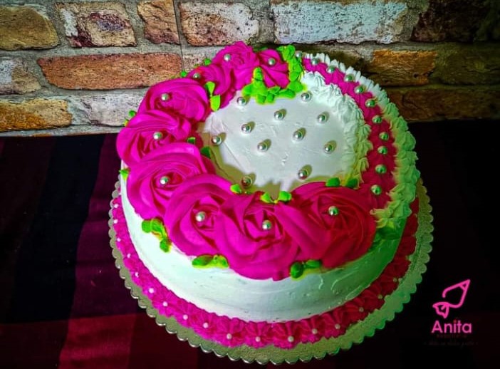 Pink Floral Decorated Cake