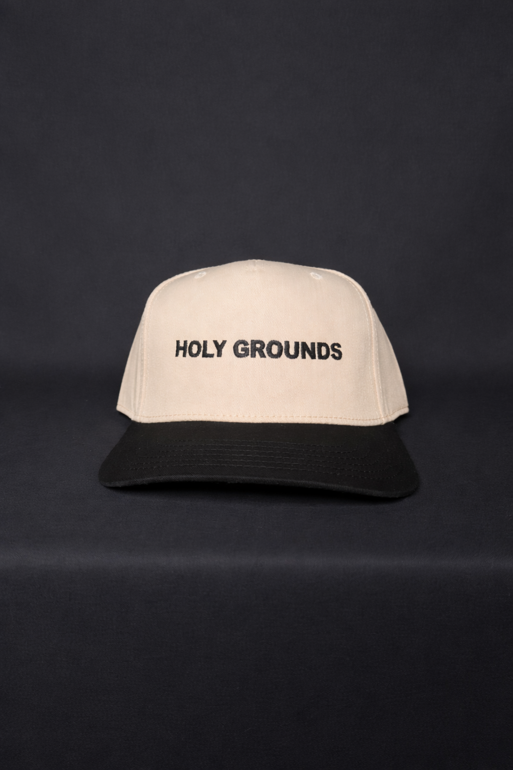 Holy Grounds hat - ntrl/blk stitching 