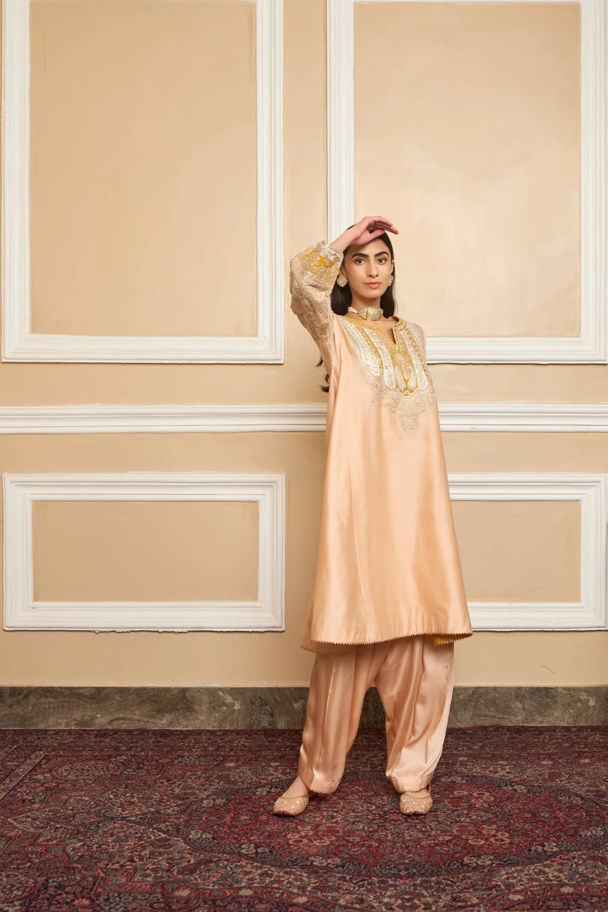 Rose Pink Short Kalidaar Choga With Salwar