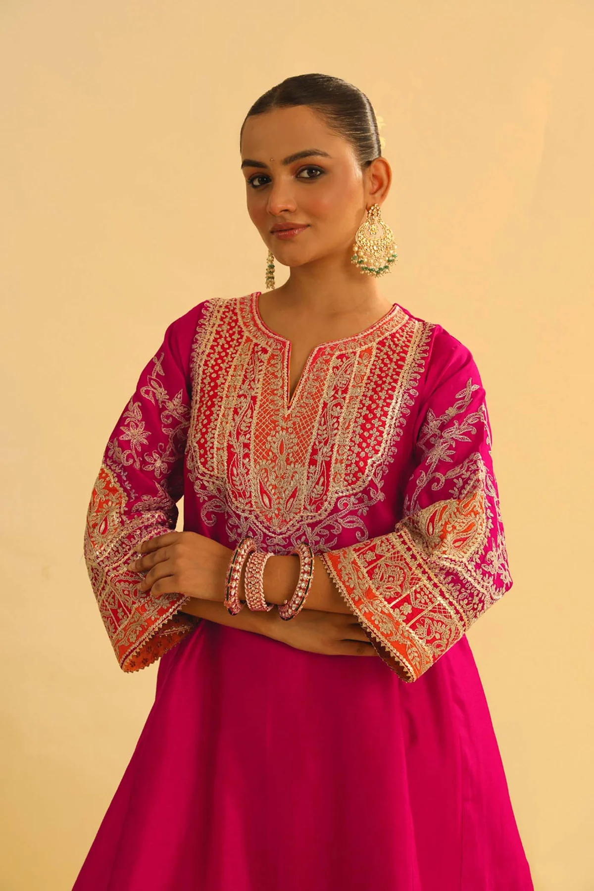 Rani Hotpink Short Kalidaar Choga With Salwar
