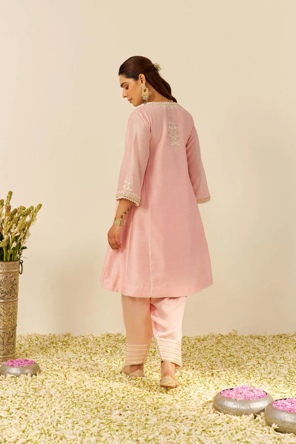 Blush Pink Short Chauga With Salwar