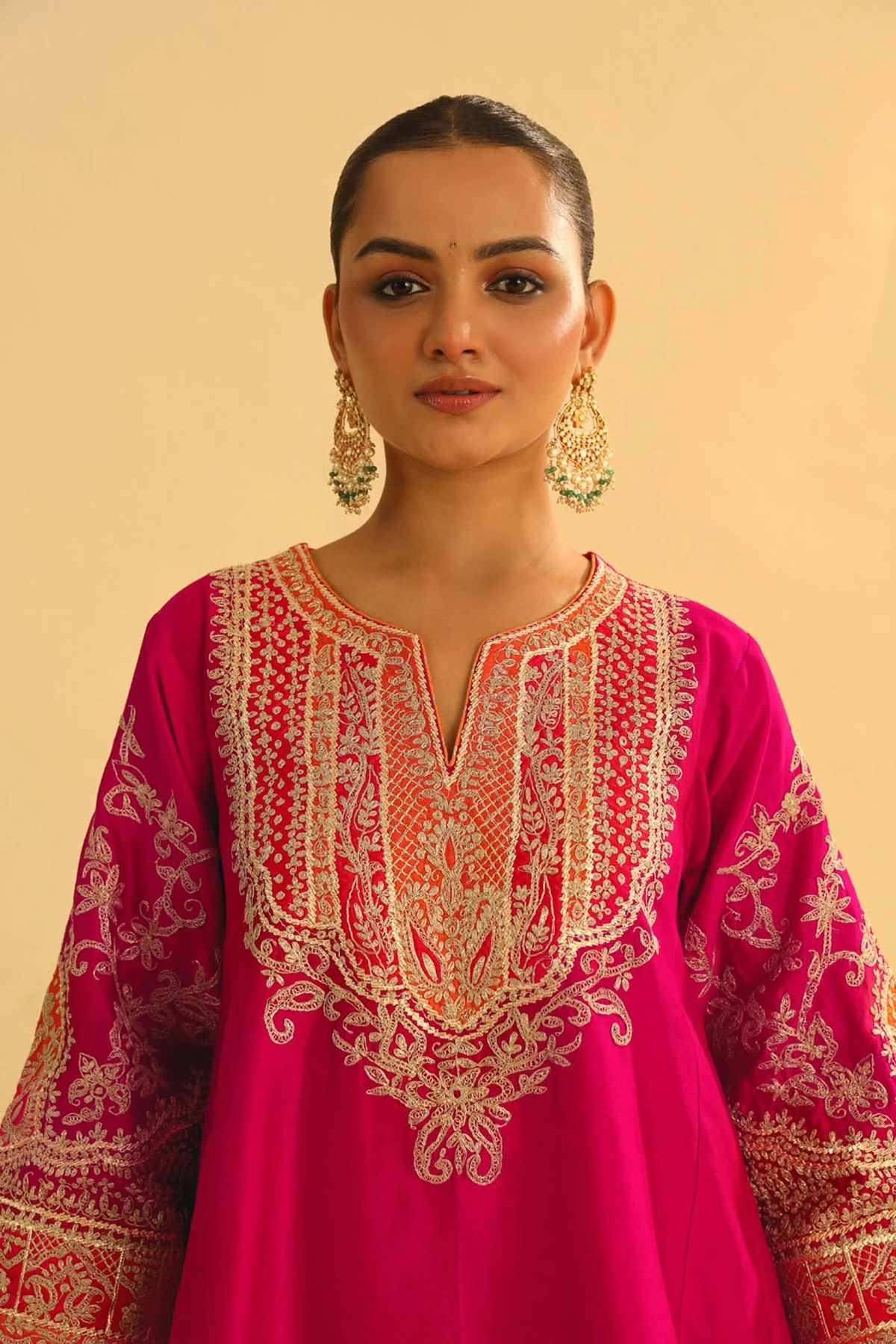 Rani Hotpink Short Kalidaar Choga With Salwar
