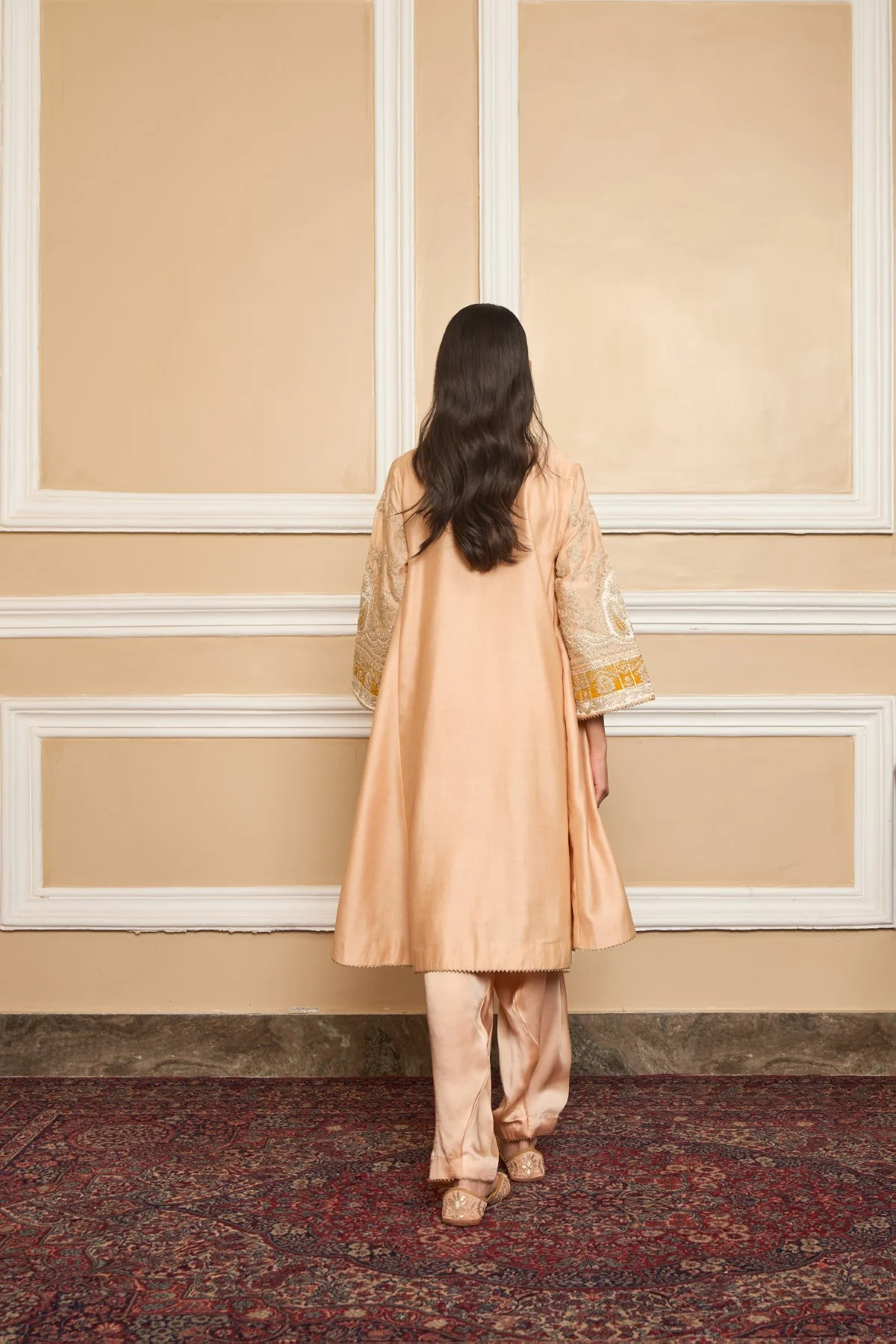 Rose Pink Short Kalidaar Choga With Salwar