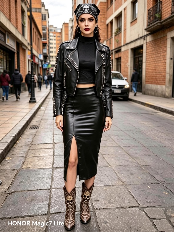 falda  midi cuerina 