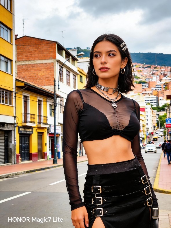Crop top transparente negro