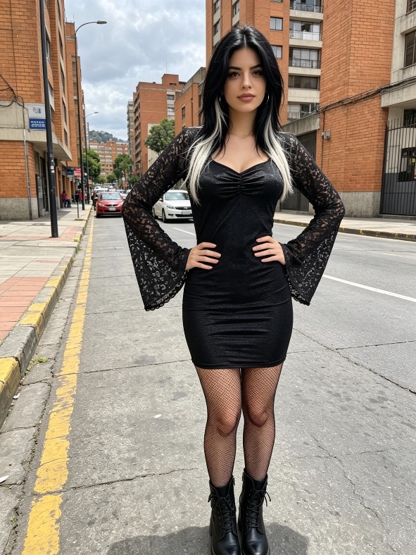 Vestido mix velvet y blonda